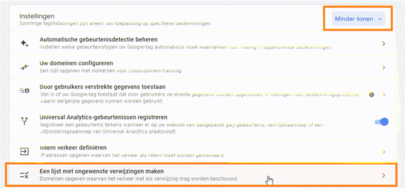 ongewenste verwijzingen ga4
