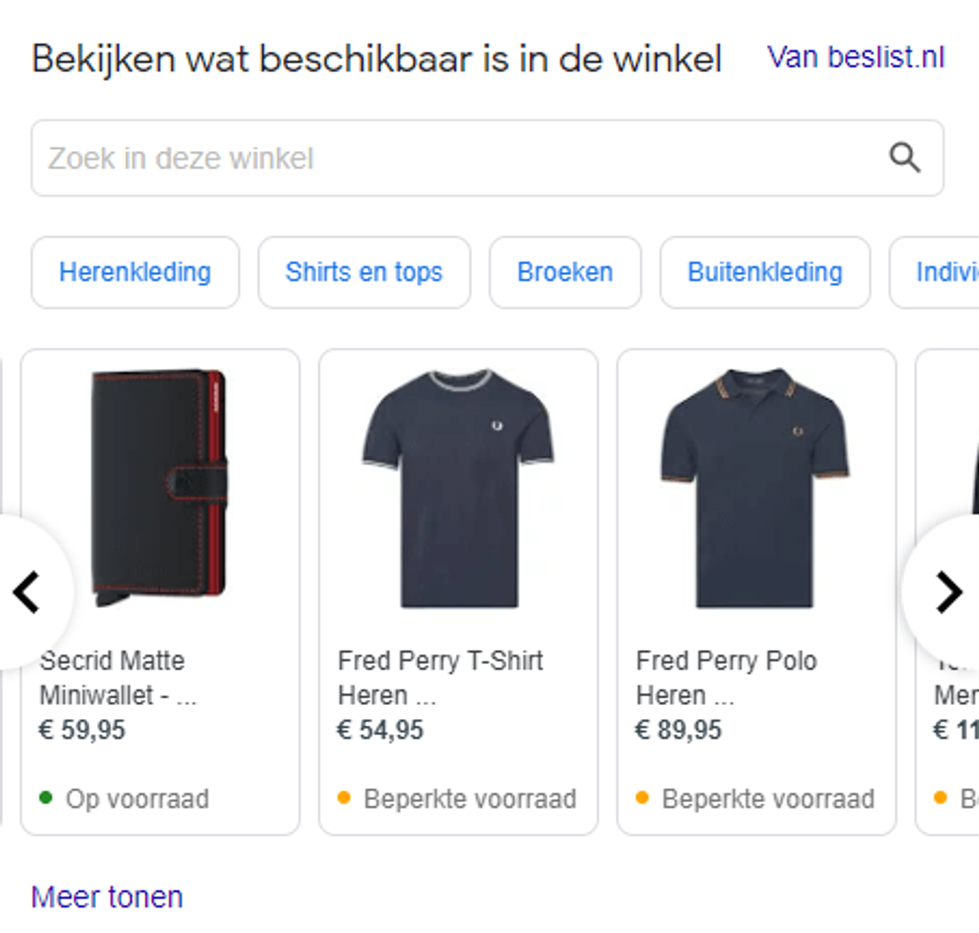 GMB lokale winkelvoorraad