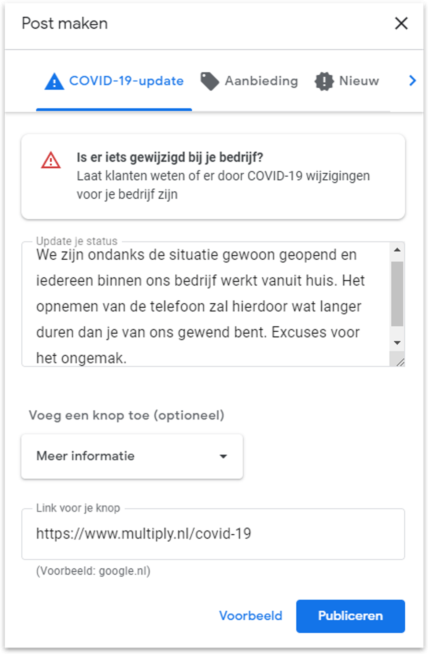 COVID-19 Update in Google My Business