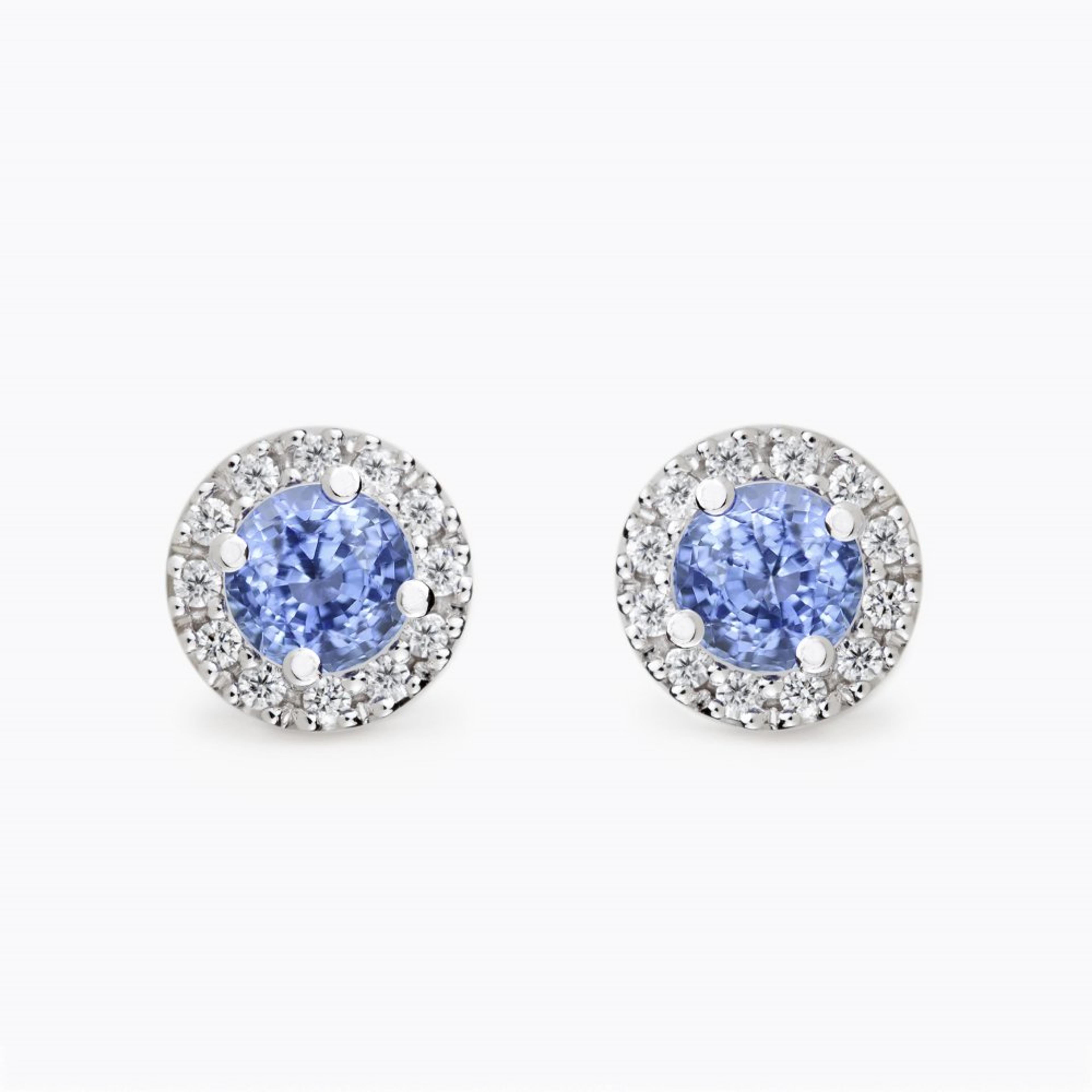 Náušnice se safíry a diamanty 06, diamant, bílé zlato — Zlatnictví Vaněk Kolín