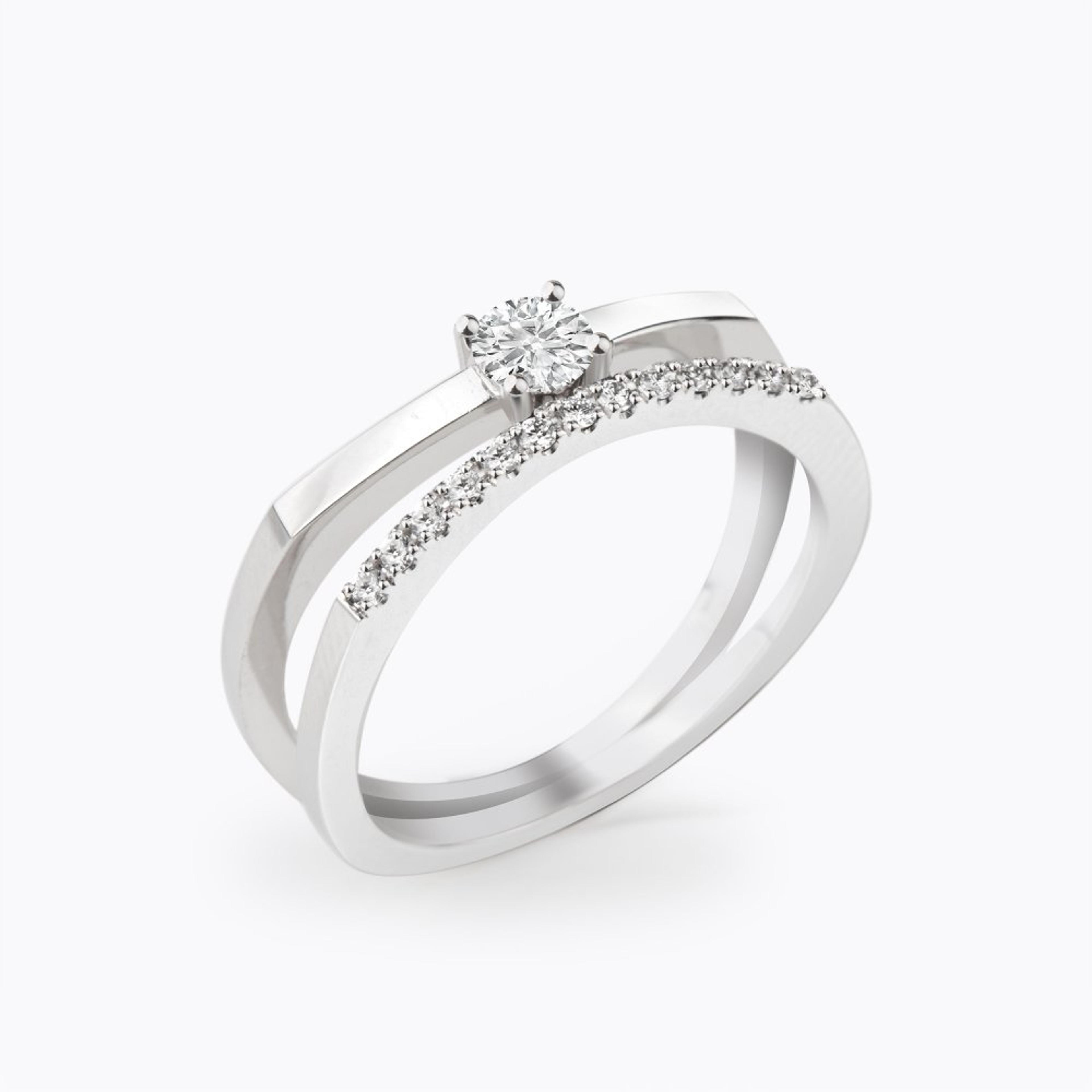 Diamantový prsten 134, diamant, bílé zlato — Zlatnictví Vaněk Kolín