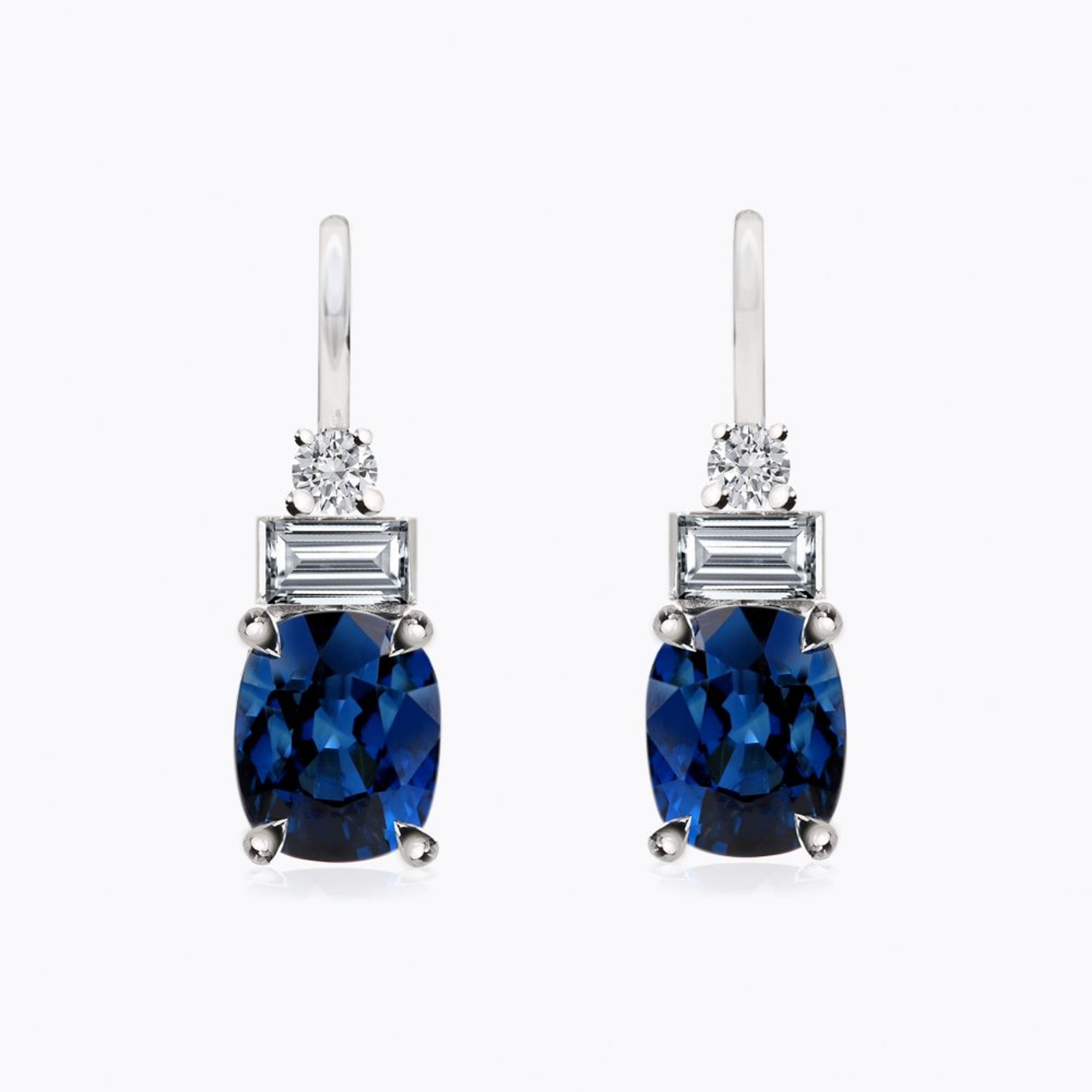 Náušnice se safíry a diamanty 09, diamant, bílé zlato — Zlatnictví Vaněk Kolín