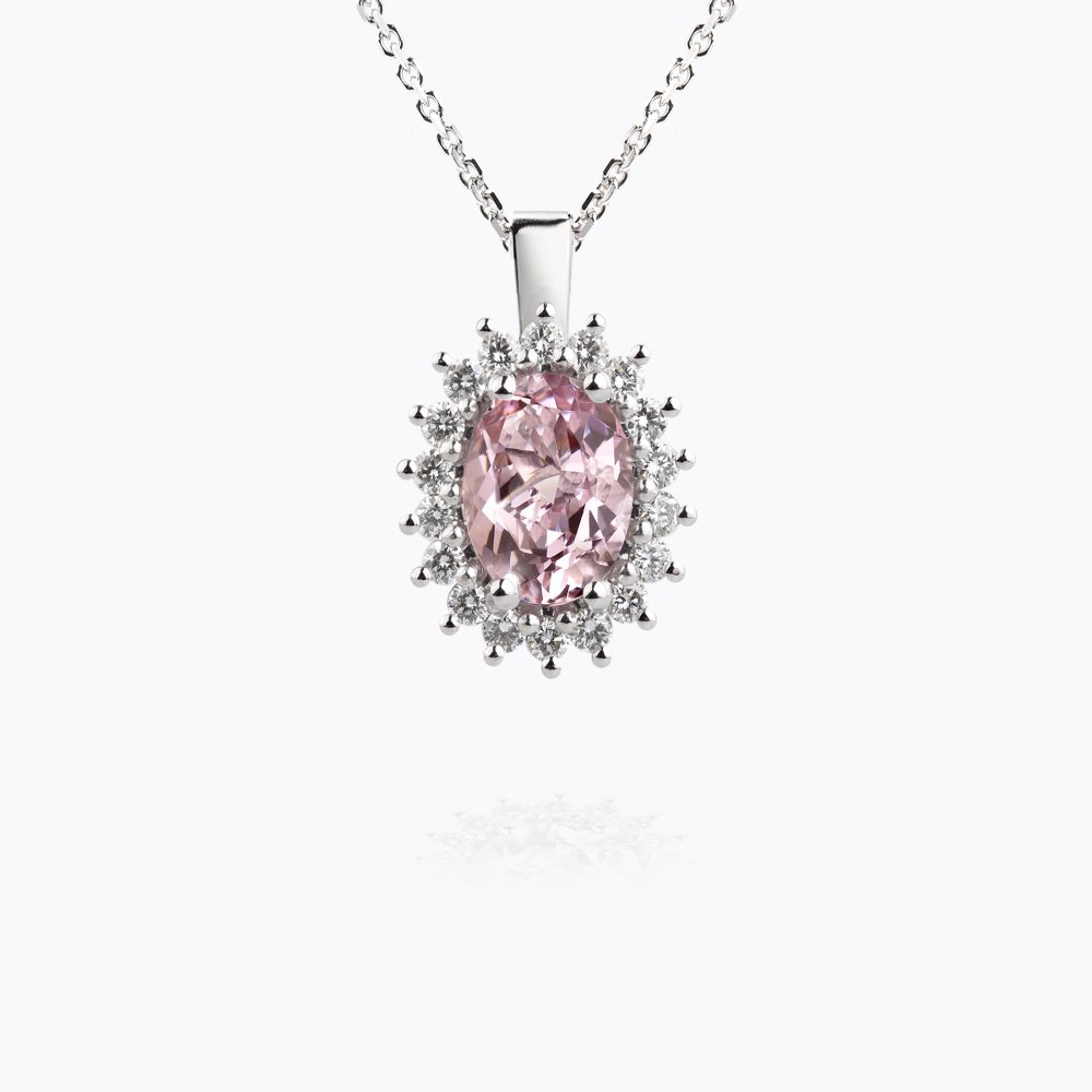 Přívěsek s morganitem 01, diamant, bílé zlato — Zlatnictví Vaněk Kolín