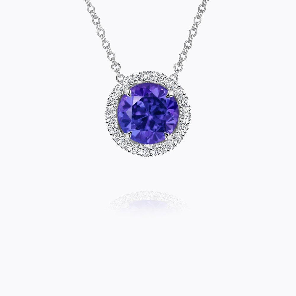 Náhrdelník s tanzanitem a diamanty 06, diamant, bílé zlato — Zlatnictví Vaněk Kolín