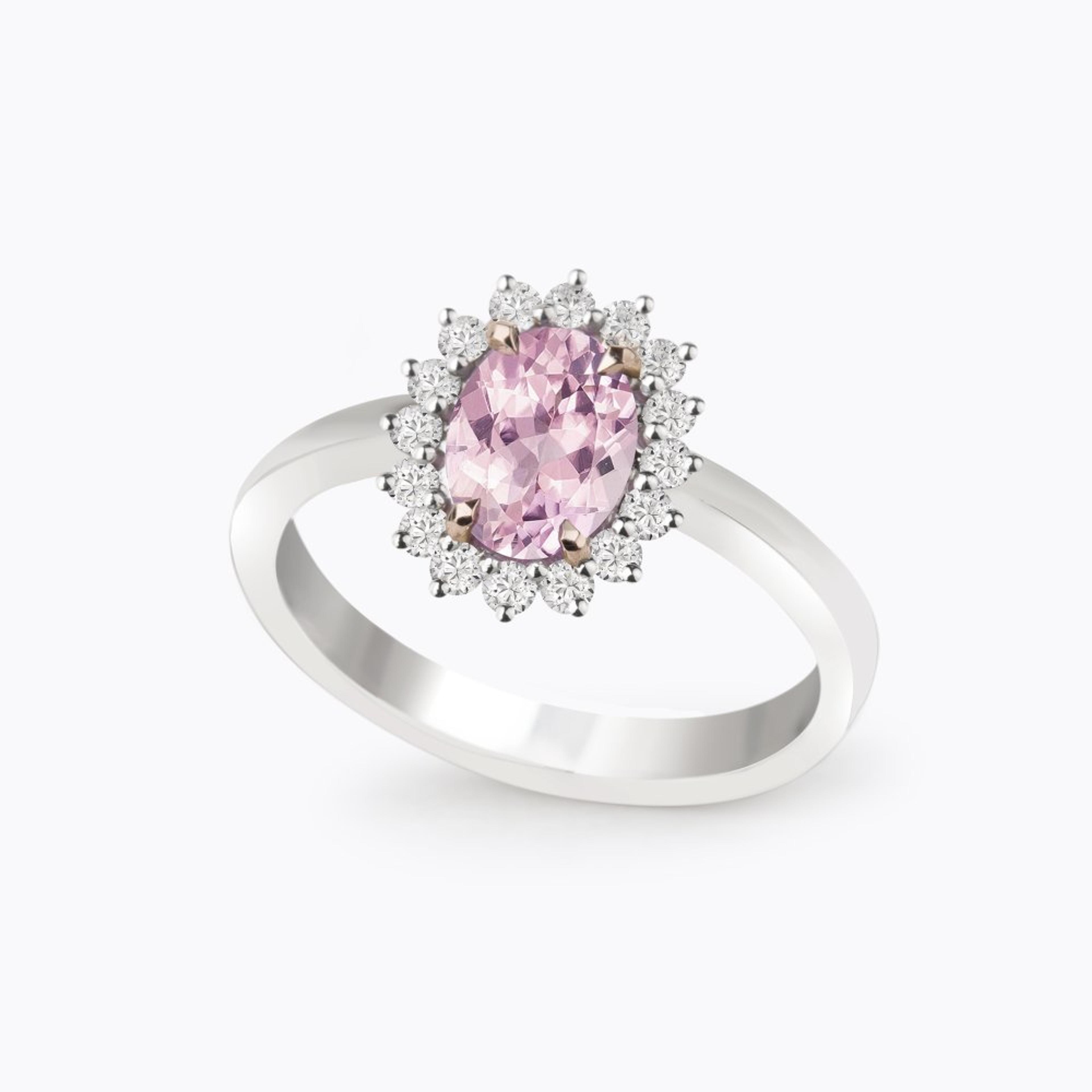 Prsten se spinelem a diamanty 15, diamant, bílé zlato — Zlatnictví Vaněk Kolín