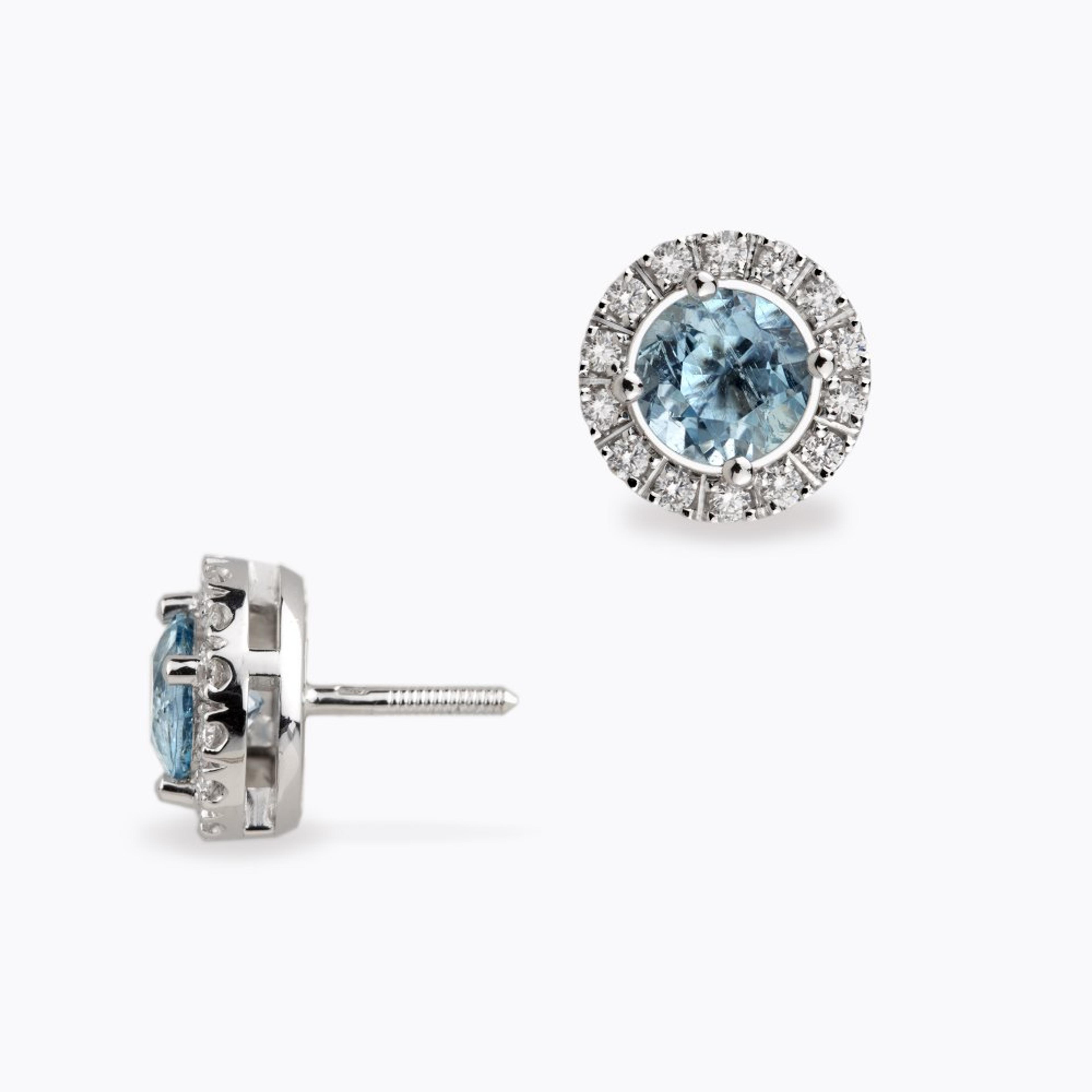 Náušnice s akvamaríny a diamanty 03, diamant, bílé zlato — Zlatnictví Vaněk Kolín