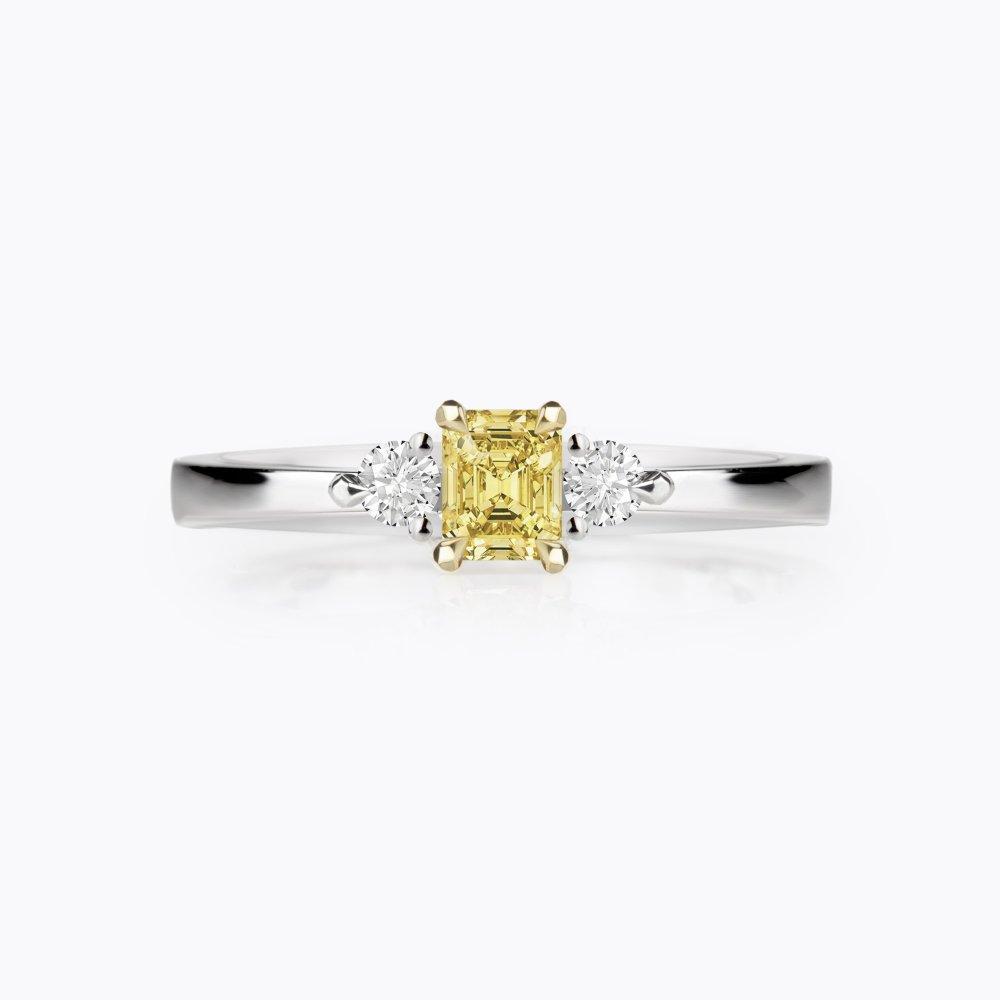 Prsten se žlutým diamantem 06, barevný diamant, kombinované zlato — Zlatnictví Vaněk Kolín