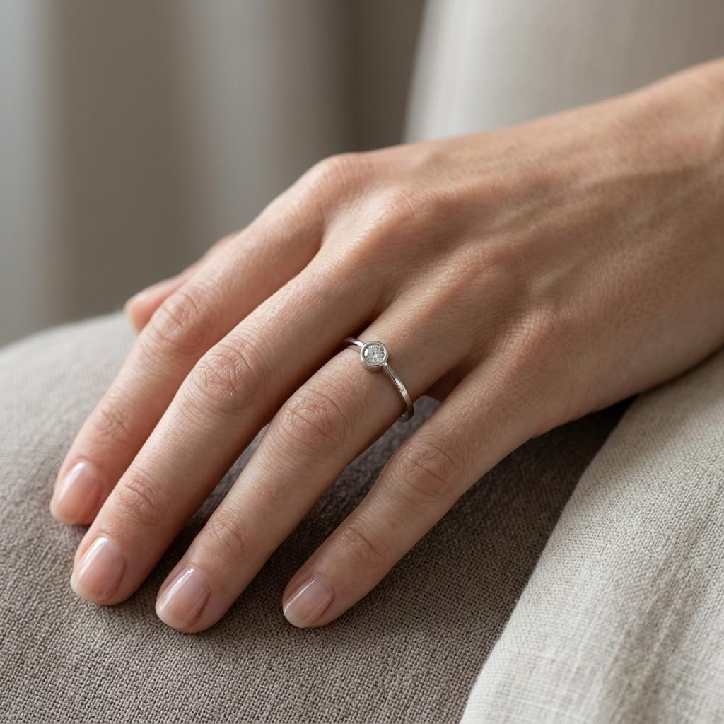 Diamantový prsten 86, diamant, bílé zlato na ruce — Zlatnictví Vaněk Kolín