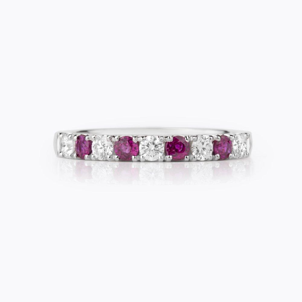 Prsten s rubíny a diamanty 13, diamant, bílé zlato — Zlatnictví Vaněk Kolín
