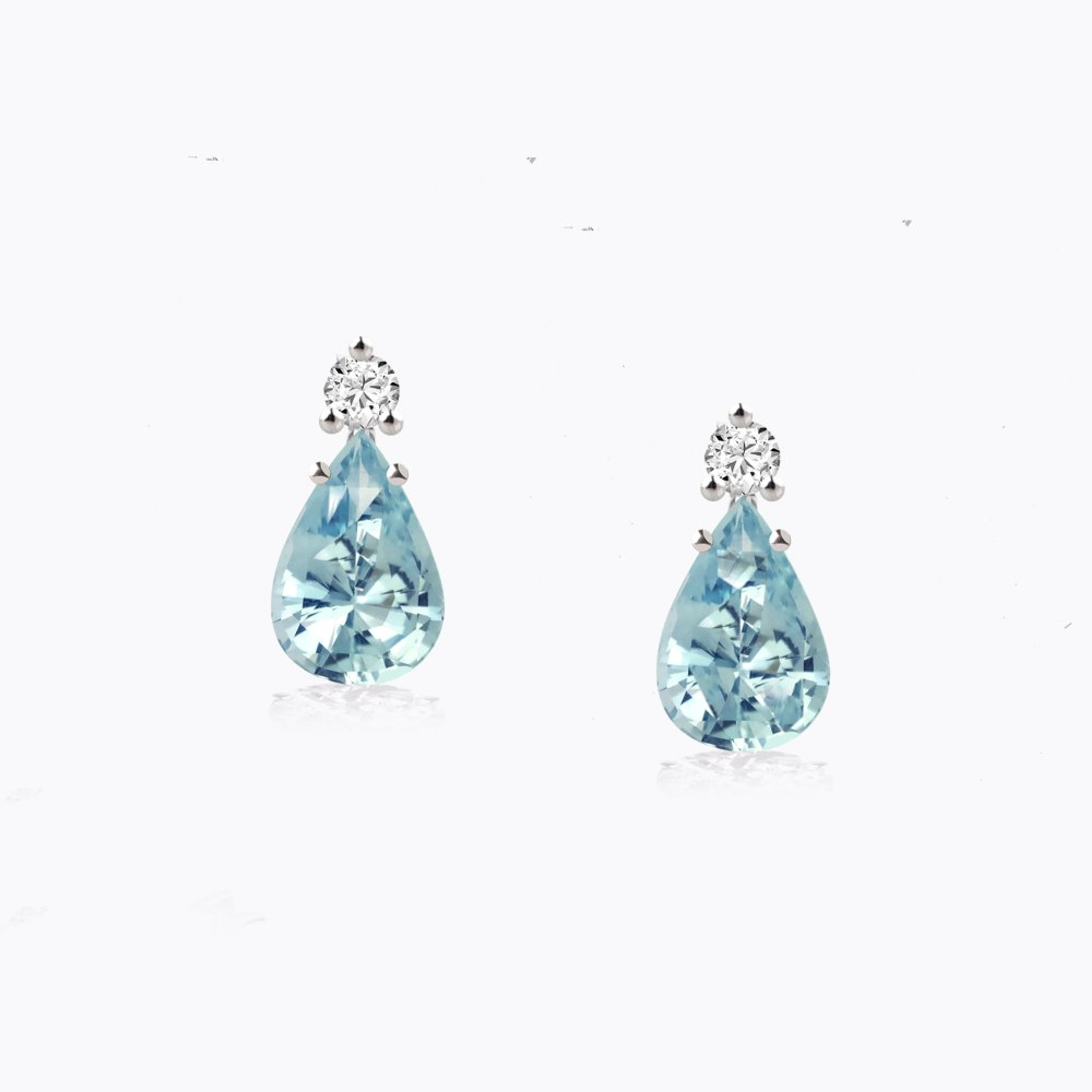 Náušnice s akvamaríny a diamanty 09, diamant, bílé zlato — Zlatnictví Vaněk Kolín