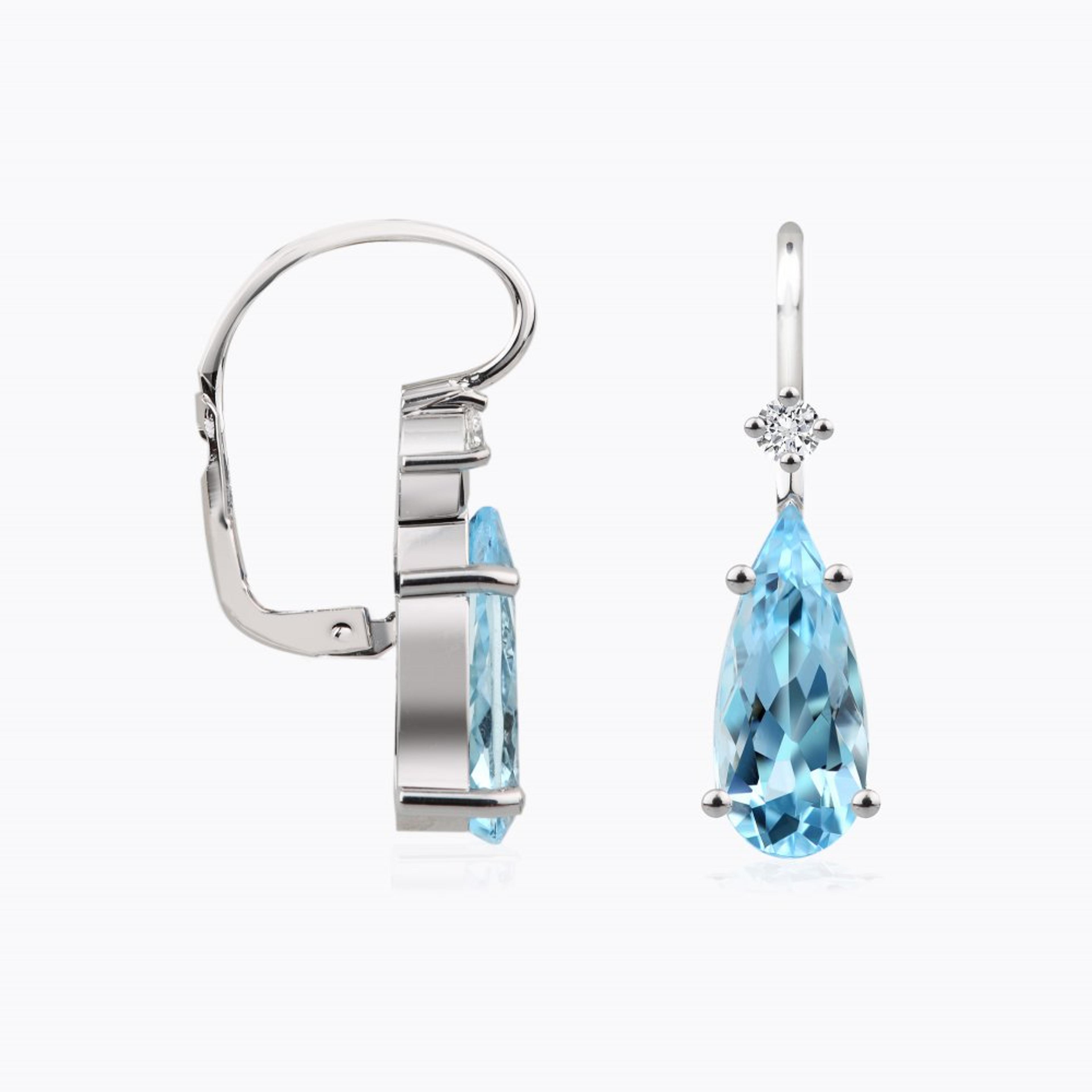 Náušnice s akvamaríny a diamanty 04, diamant, bílé zlato — Zlatnictví Vaněk Kolín