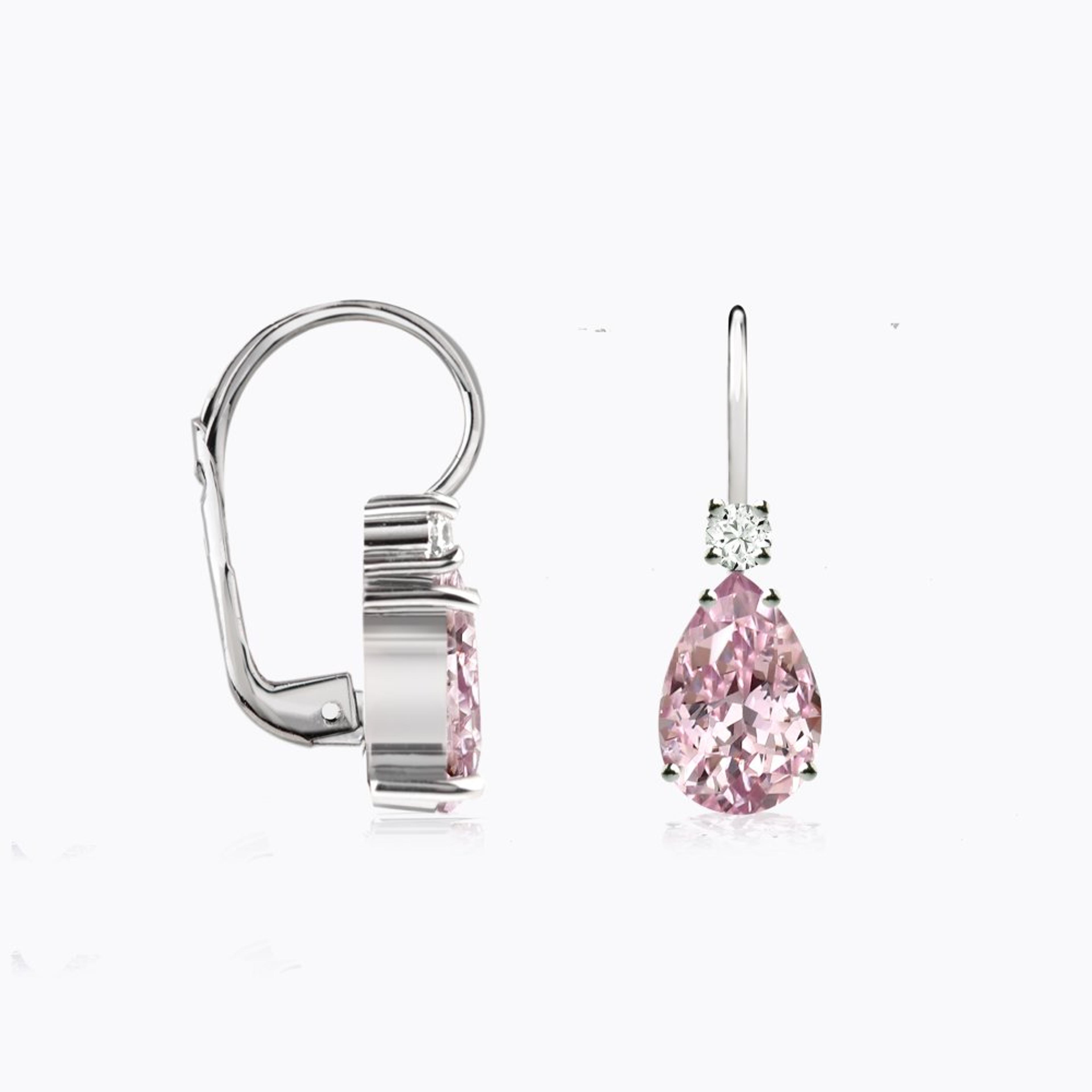 Náušnice s morganity a diamanty 04, diamant, bílé zlato — Zlatnictví Vaněk Kolín
