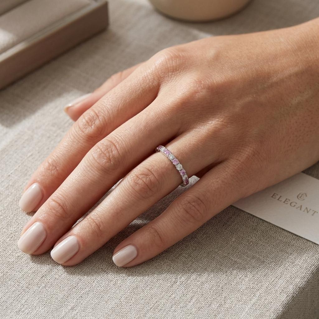 Prsten se safíry a diamanty 24, diamant, bílé zlato na ruce — Zlatnictví Vaněk Kolín