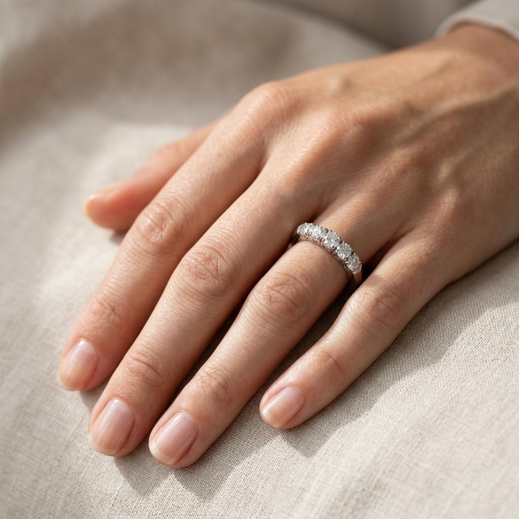 Snubní prsteny Optima 13, diamant, bílé zlato na ruce — Zlatnictví Vaněk Kolín