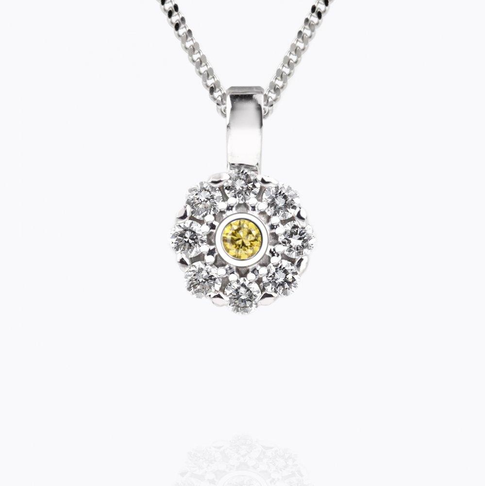 Diamantový přívěsek 47, barevný diamant, bílé zlato — Zlatnictví Vaněk Kolín