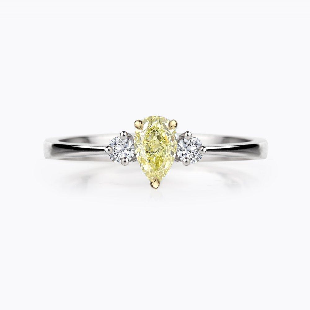 Prsten se žlutým diamantem 03, barevný diamant, bílé zlato — Zlatnictví Vaněk Kolín