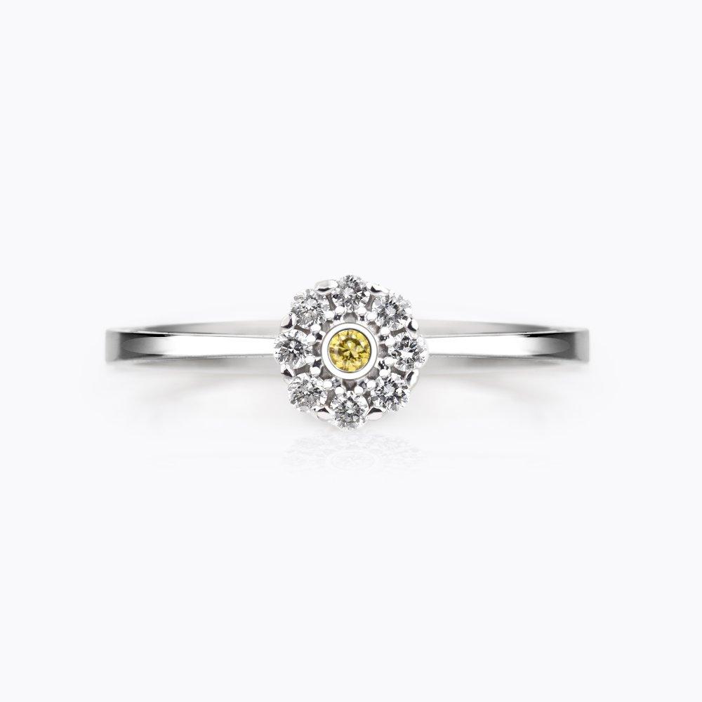 Diamantový prsten 89, barevný diamant, bílé zlato — Zlatnictví Vaněk Kolín