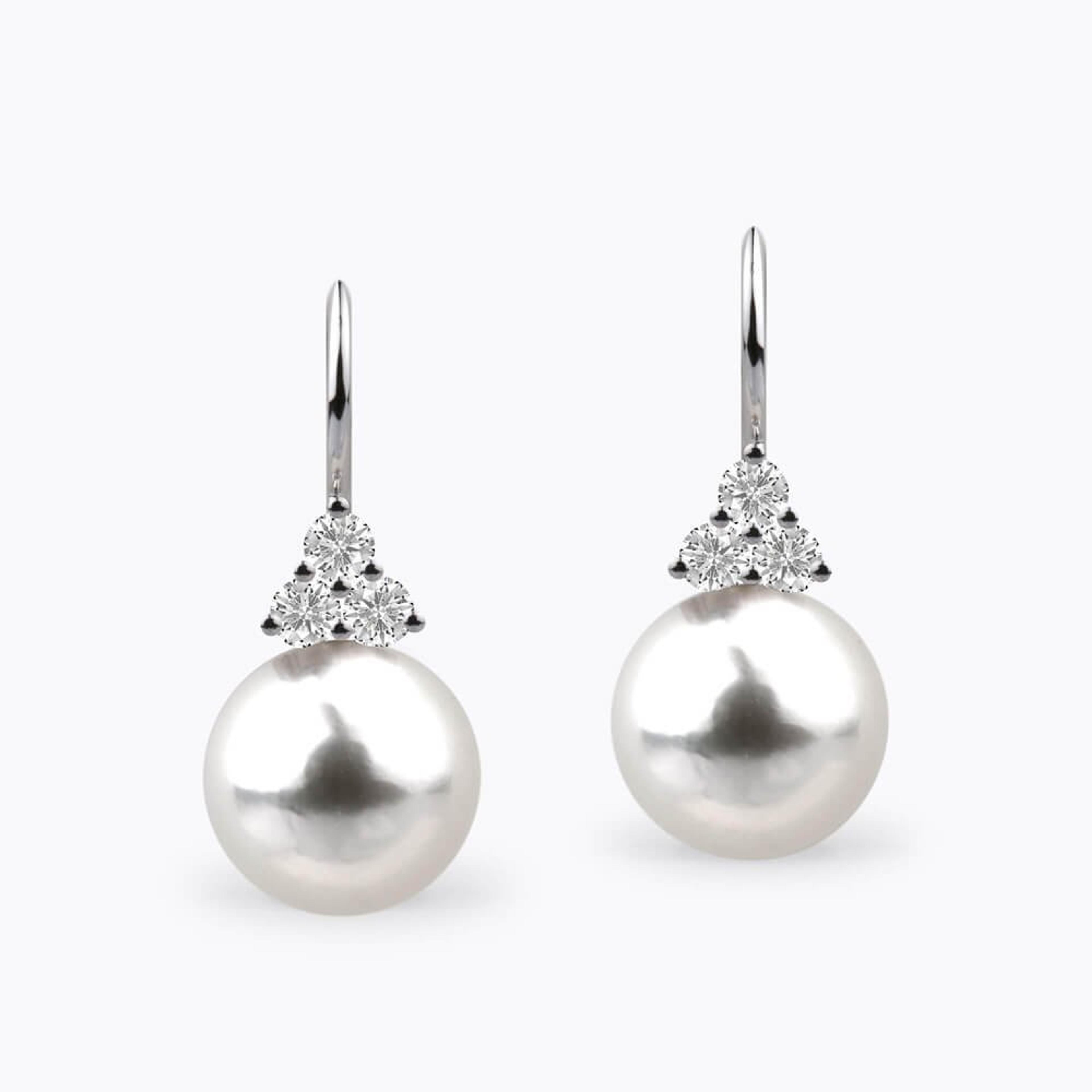 Náušnice s diamanty a perlou 03, diamant, bílé zlato — Zlatnictví Vaněk Kolín