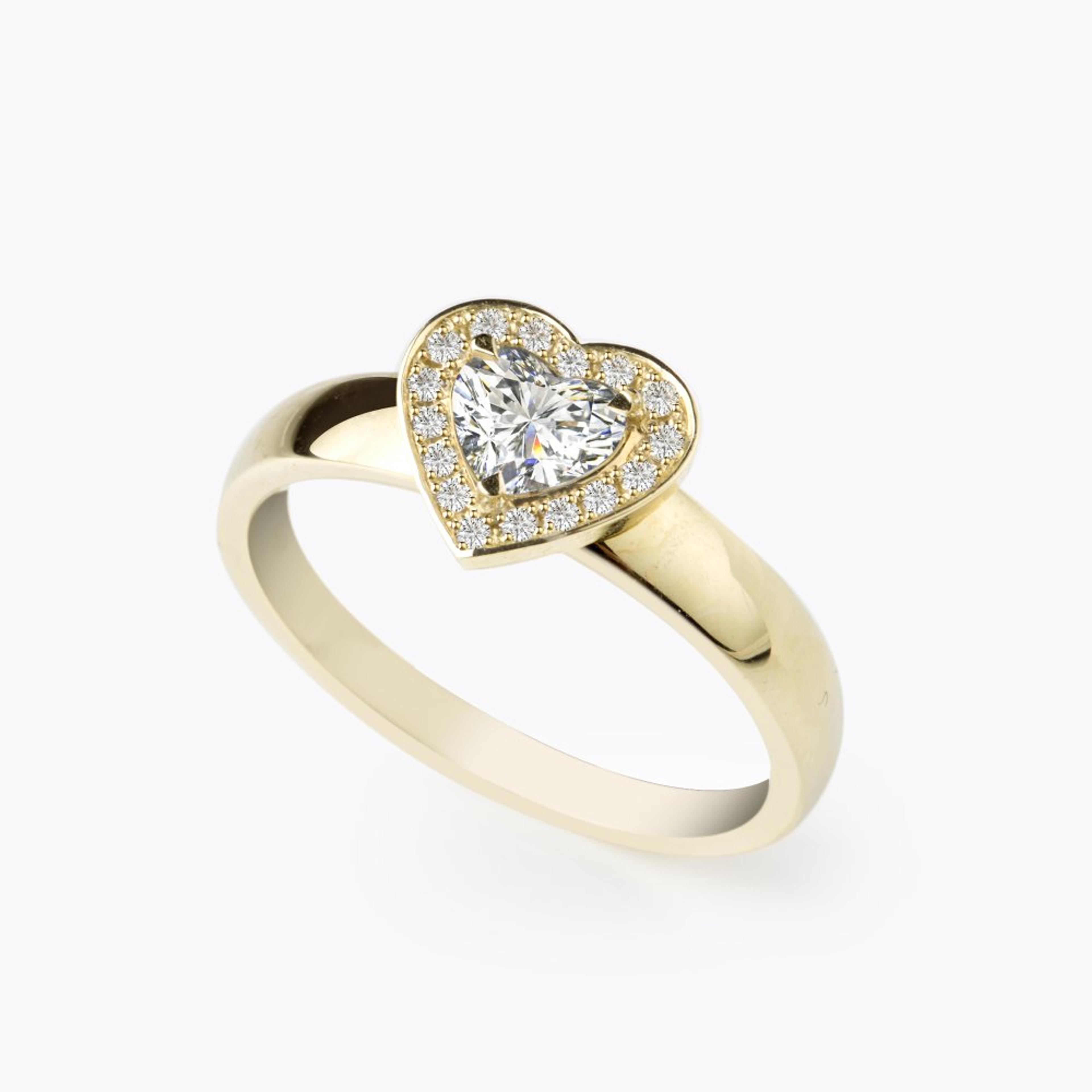 Diamantový prsten srdce 129, diamant, žluté zlato — Zlatnictví Vaněk Kolín