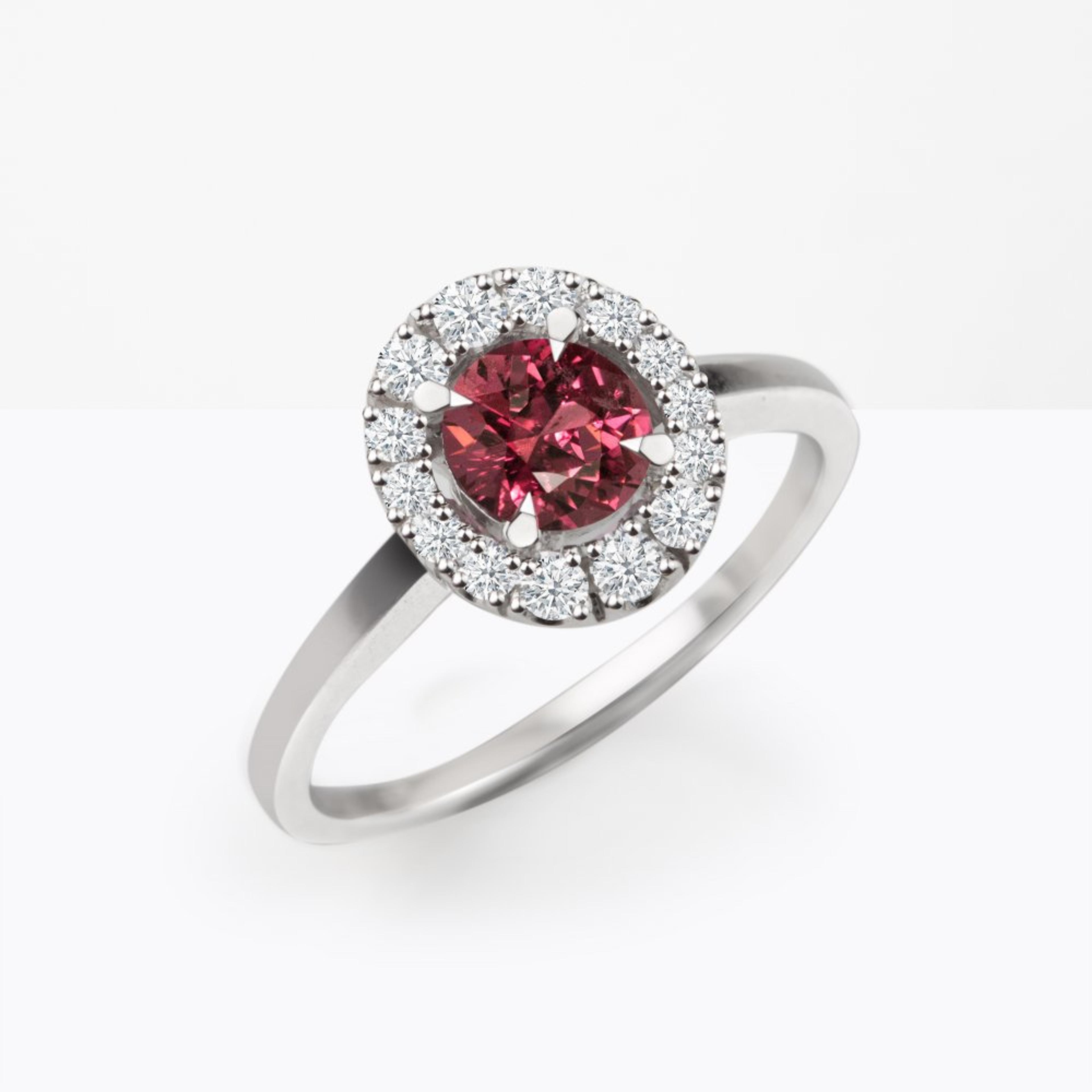 Prsten se spinelem a diamanty 04, diamant, bílé zlato — Zlatnictví Vaněk Kolín