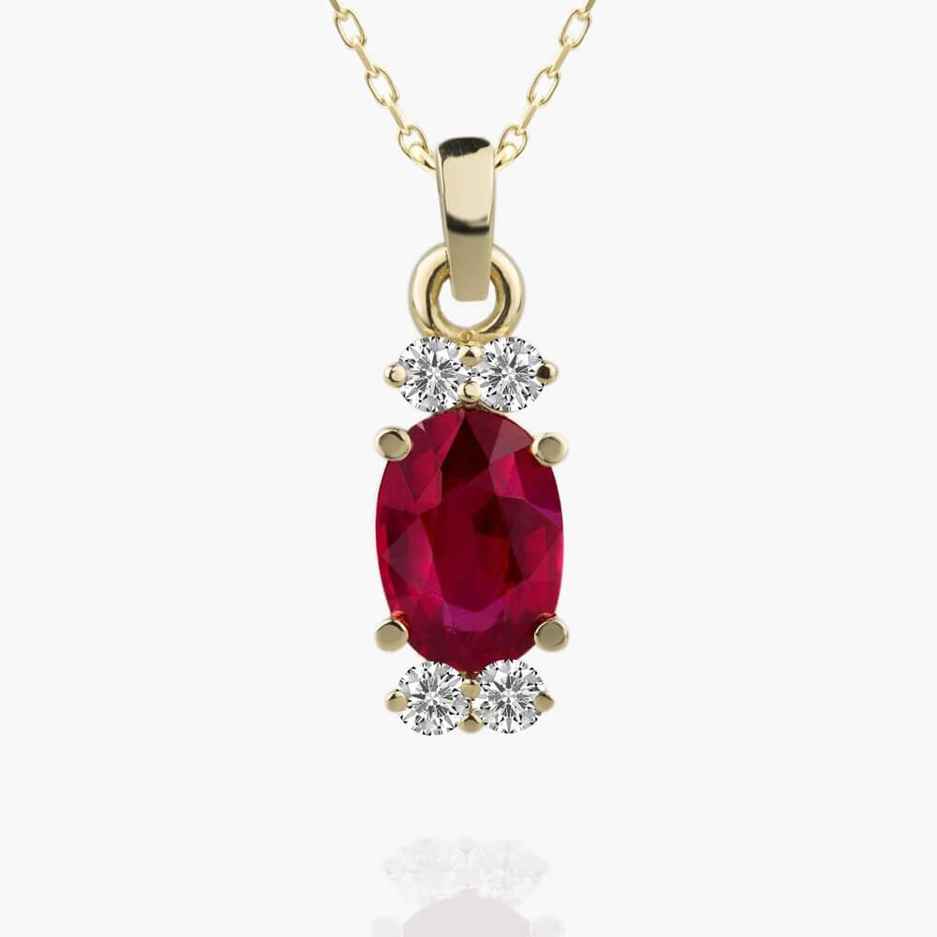 Přívěsek s rubínem a diamanty 01, diamant, žluté zlato — Zlatnictví Vaněk Kolín