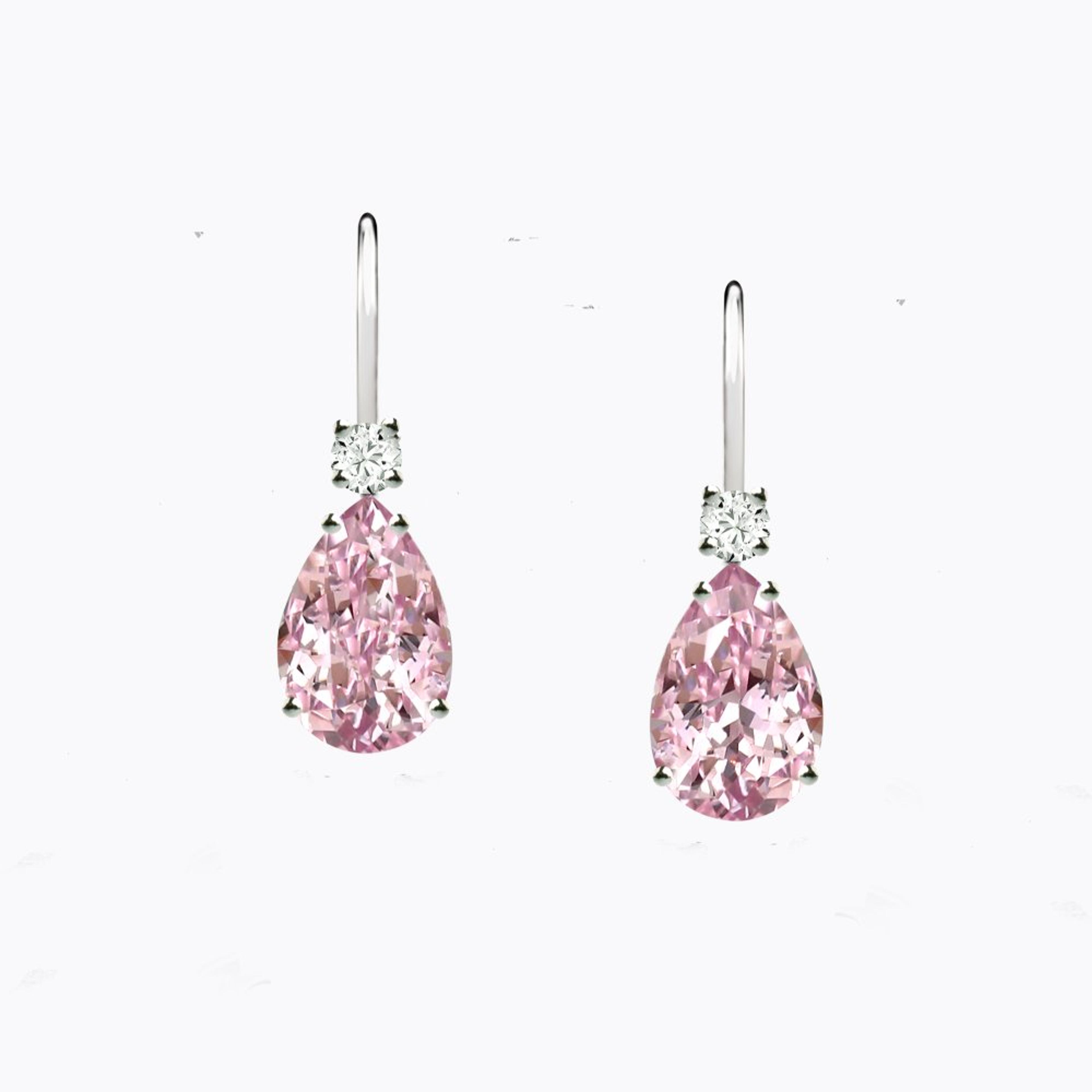 Náušnice s morganity a diamanty 04, diamant, bílé zlato — Zlatnictví Vaněk Kolín