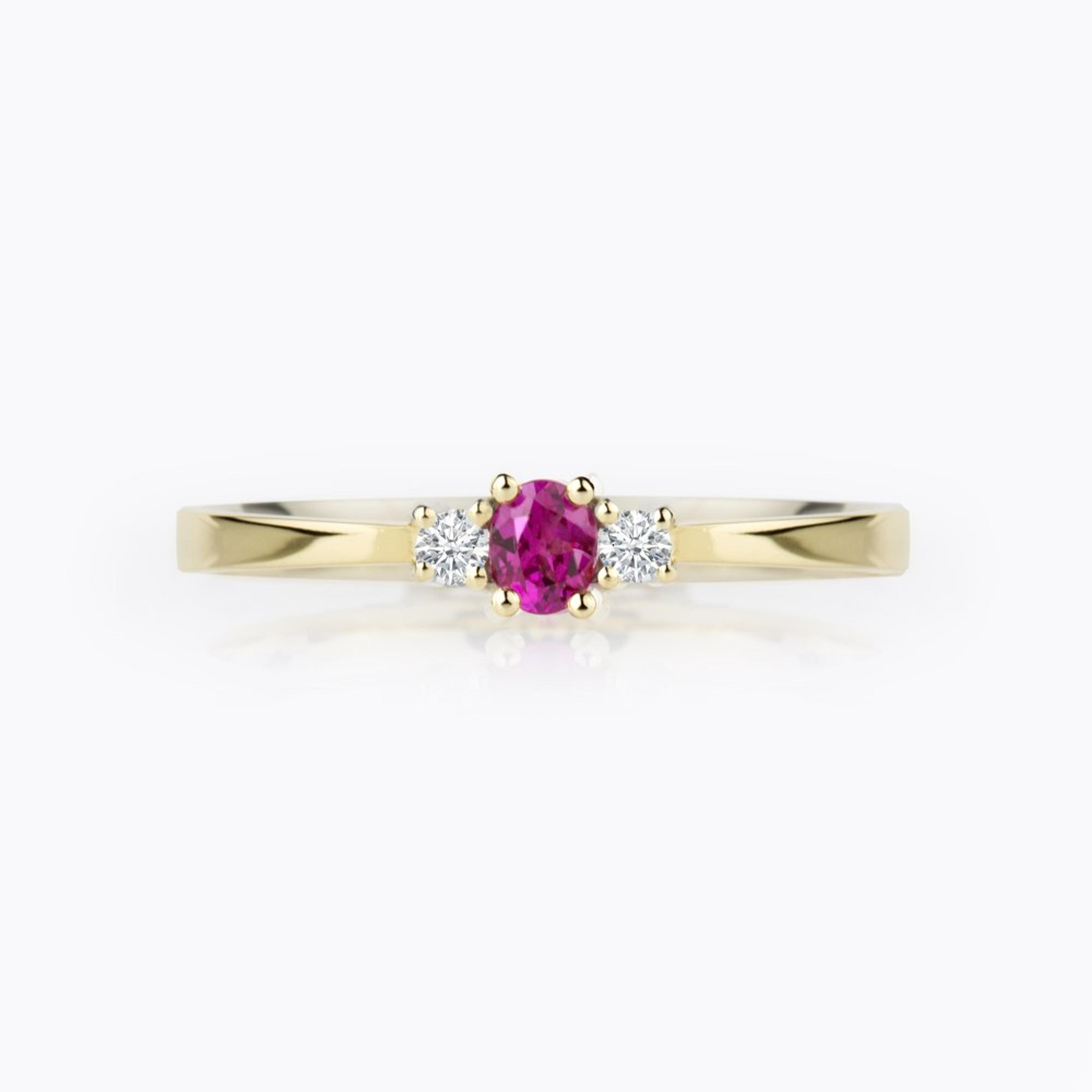 Prsten s rubínem a diamanty 17, diamant, žluté zlato — Zlatnictví Vaněk Kolín
