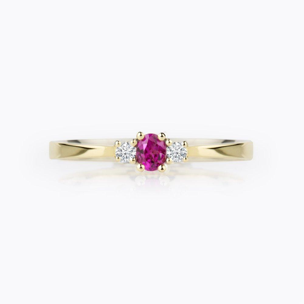 Prsten s rubínem a diamanty 17, diamant, žluté zlato — Zlatnictví Vaněk Kolín