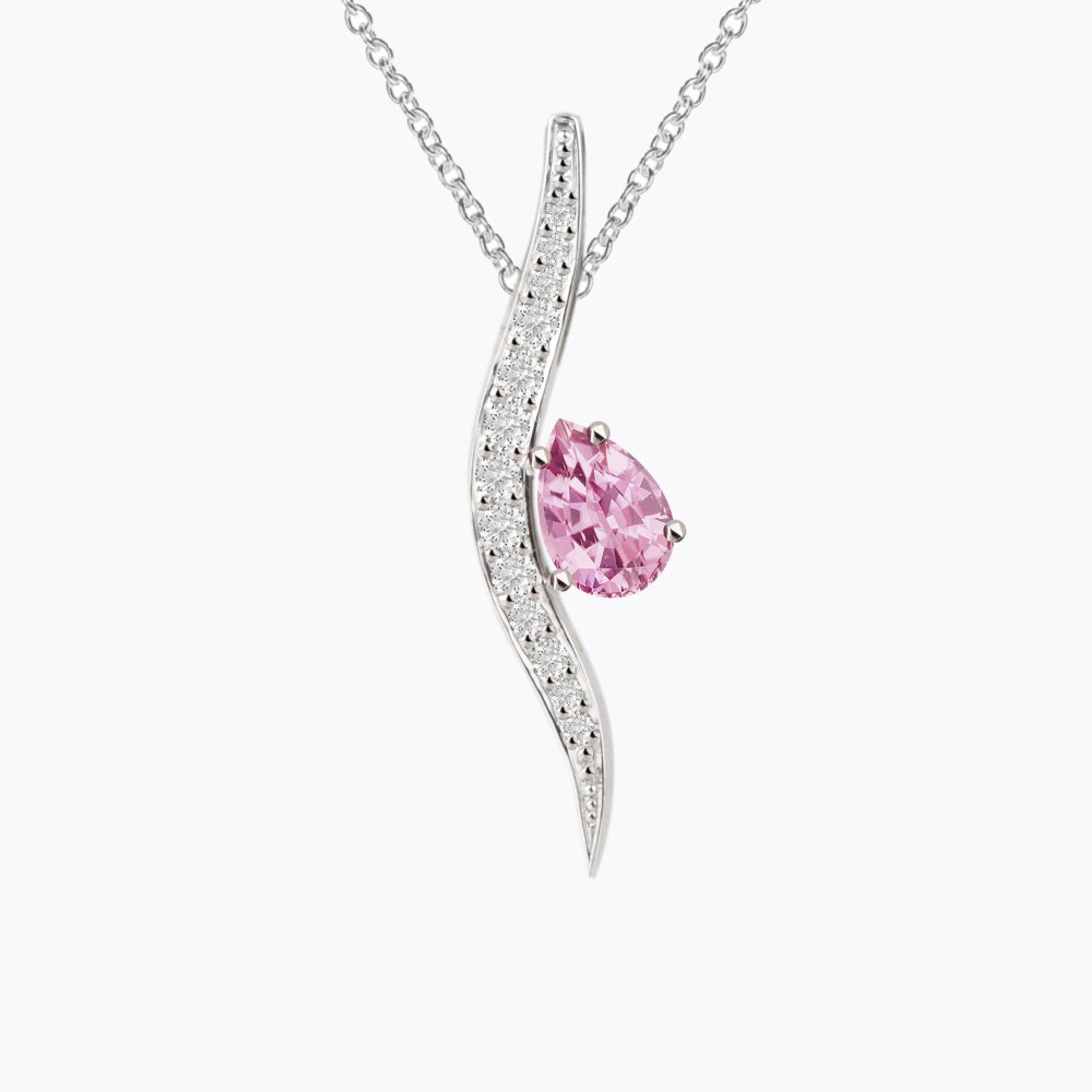 Přívěsek s turmalínem a diamanty 05, diamant, bílé zlato — Zlatnictví Vaněk Kolín