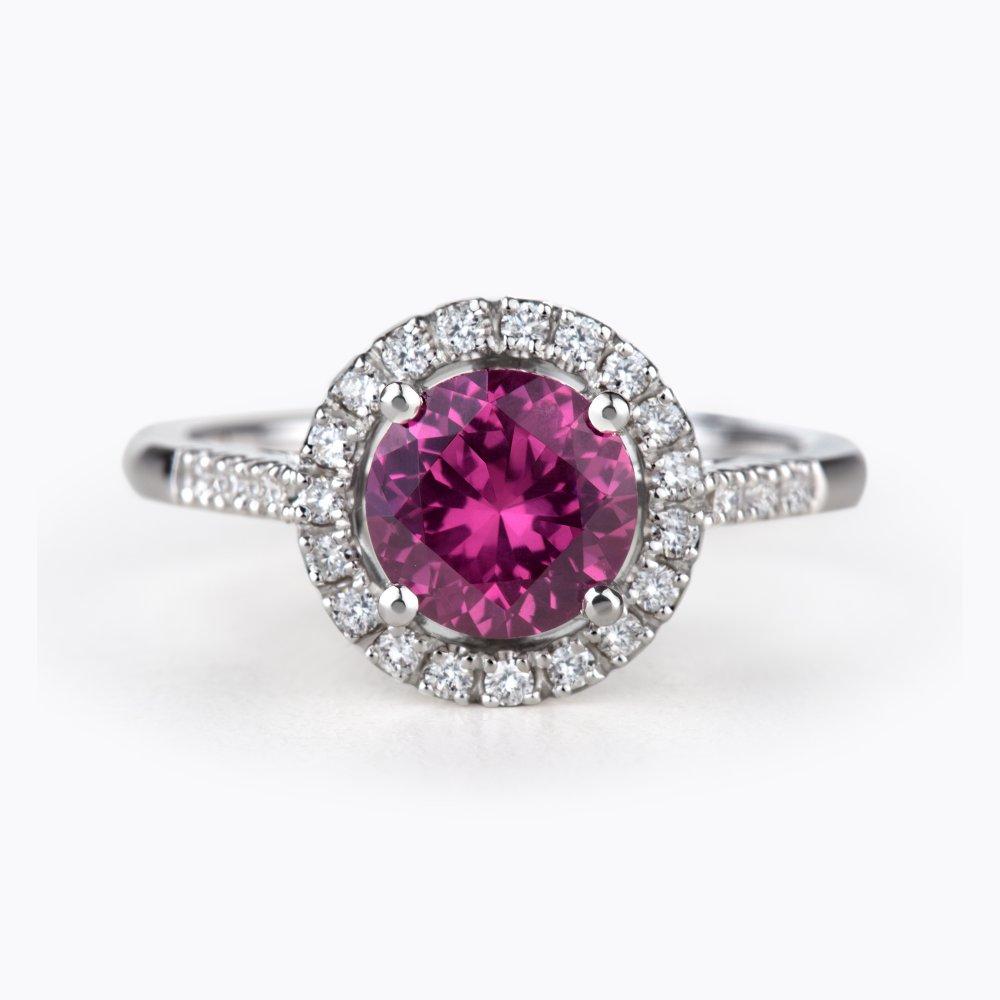 Prsten se spinelem a diamanty 02, diamant, bílé zlato — Zlatnictví Vaněk Kolín