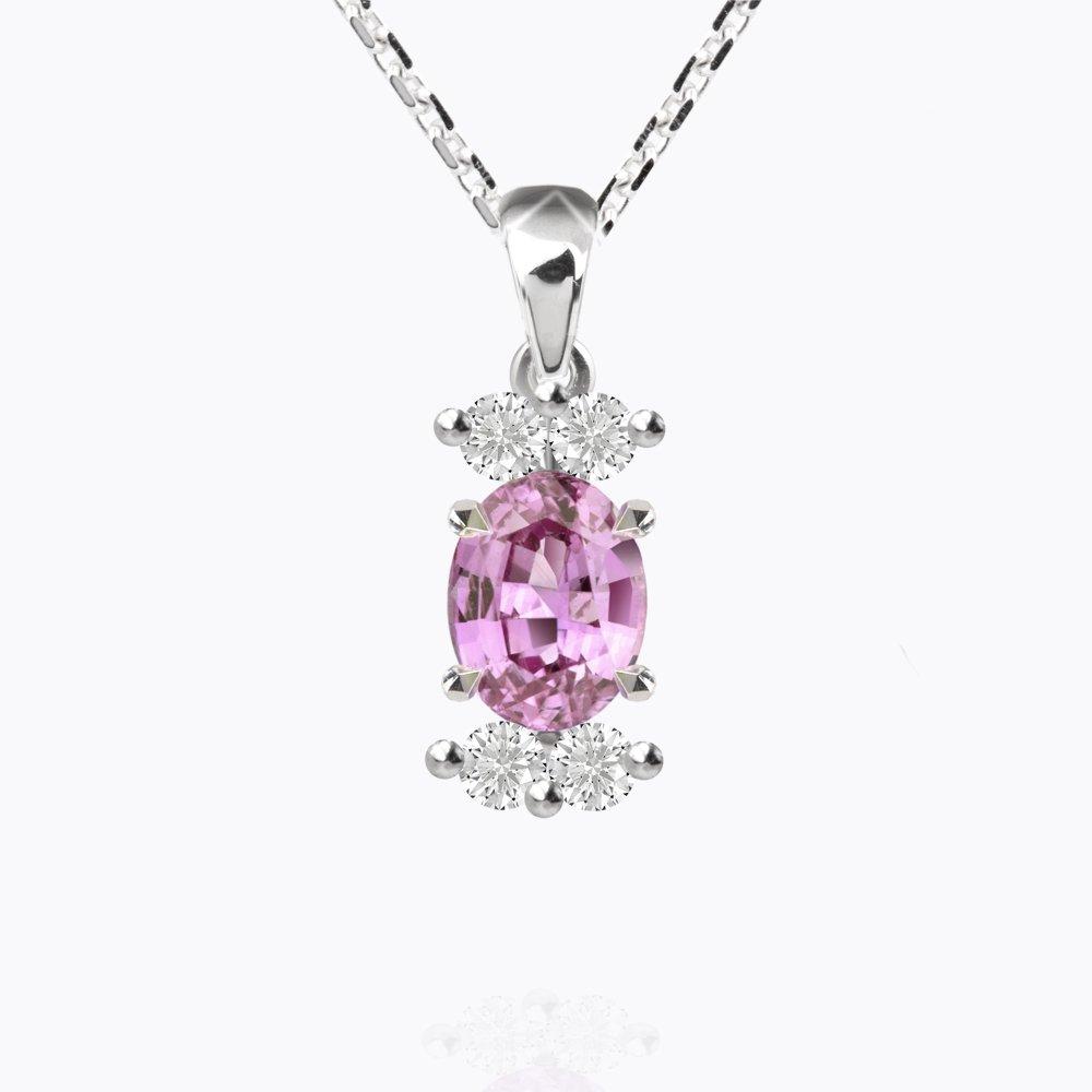 Přívěsek se safírem a diamanty 08, diamant, bílé zlato — Zlatnictví Vaněk Kolín