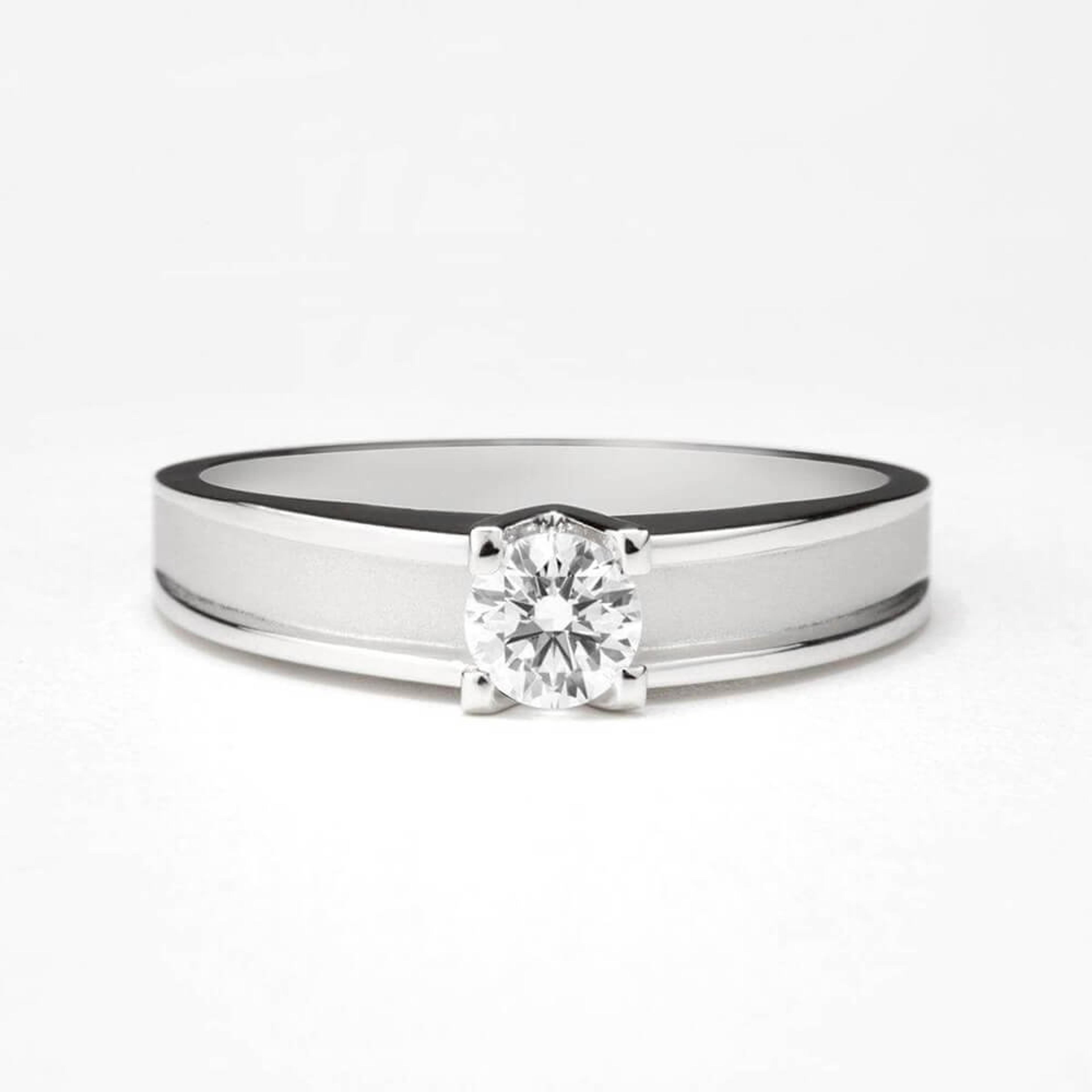 Diamantový prsten 03, diamant, bílé zlato — Zlatnictví Vaněk Kolín