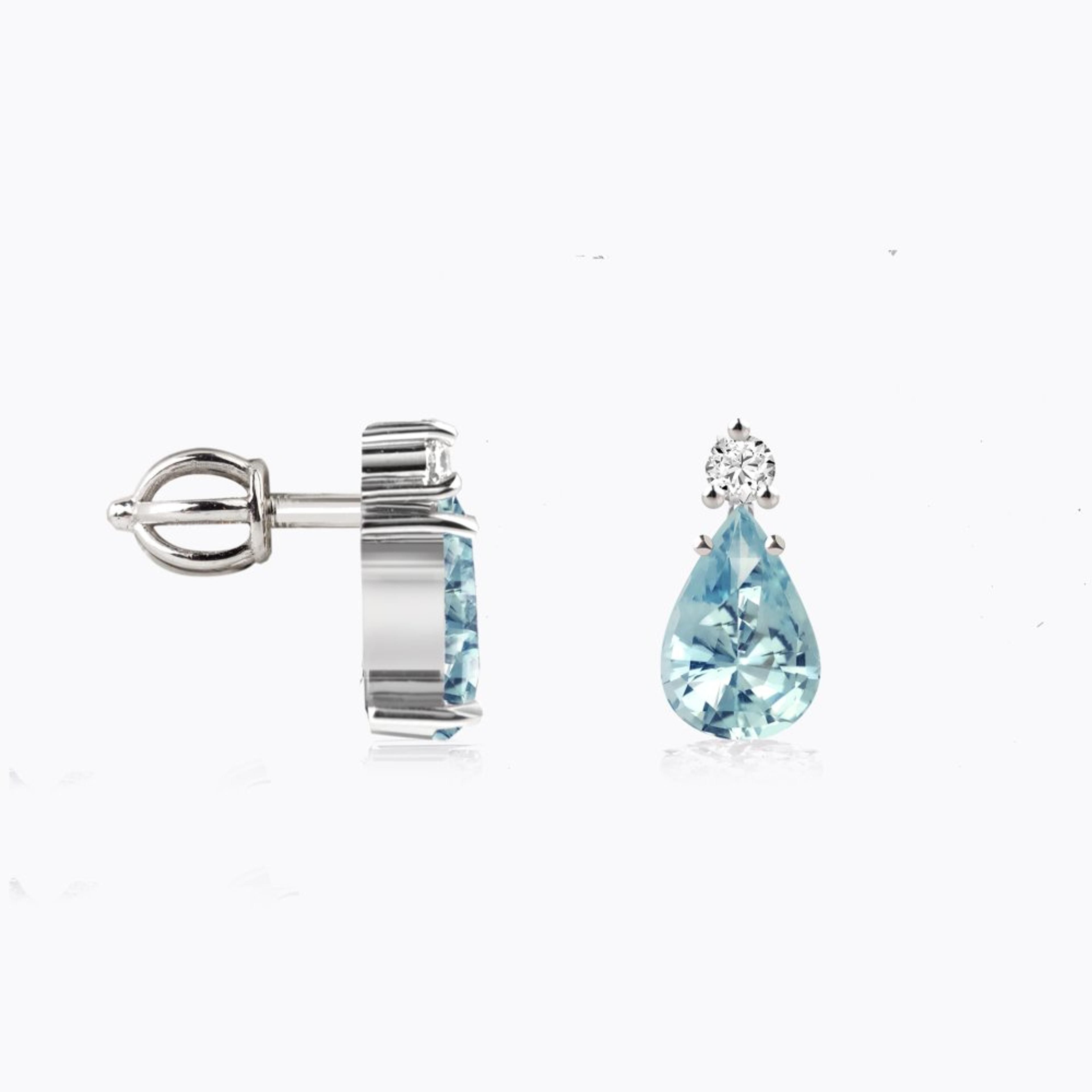 Náušnice s akvamaríny a diamanty 09, diamant, bílé zlato — Zlatnictví Vaněk Kolín