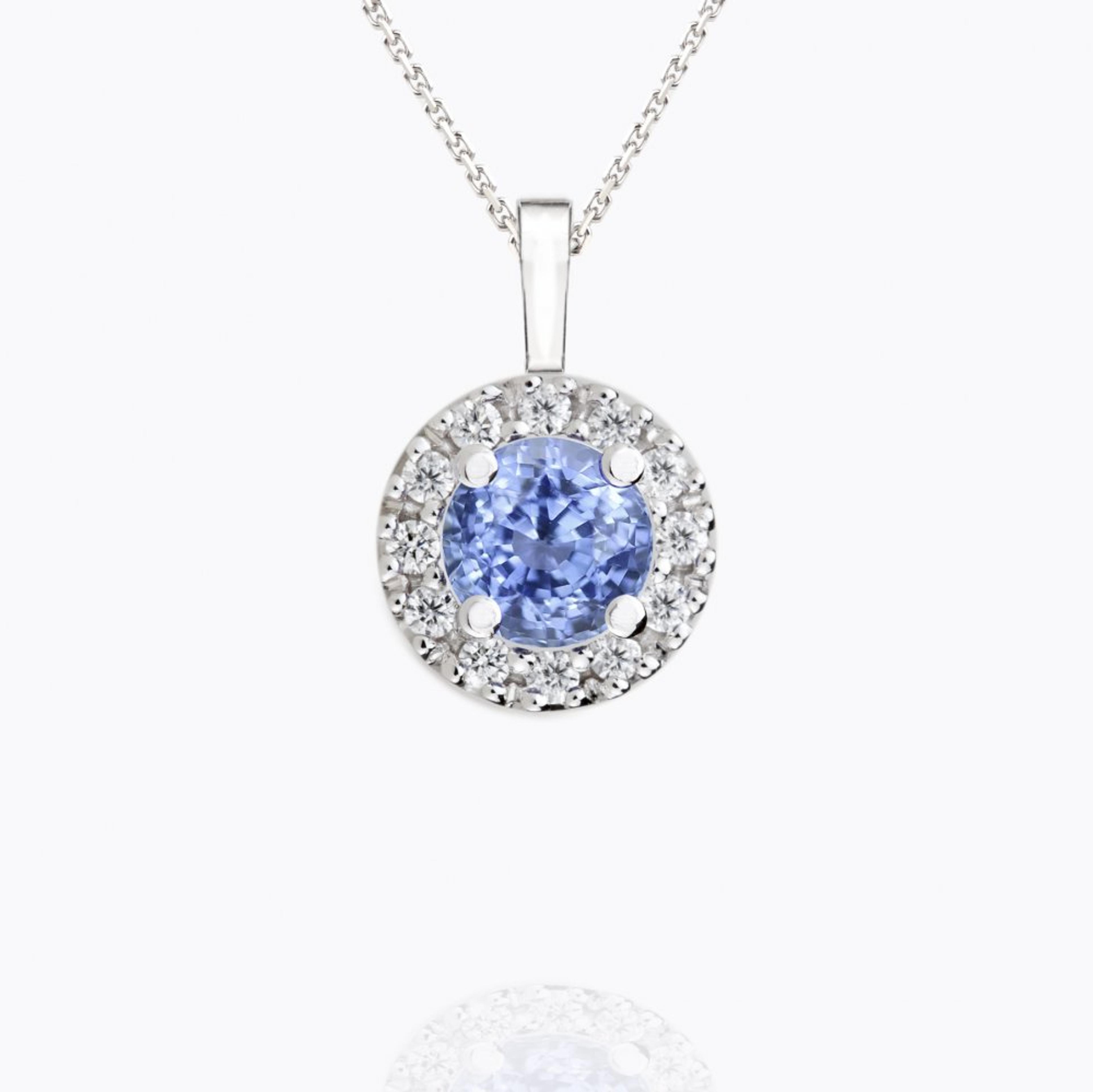 Přívěsek se safírem a diamanty 05, diamant, bílé zlato — Zlatnictví Vaněk Kolín