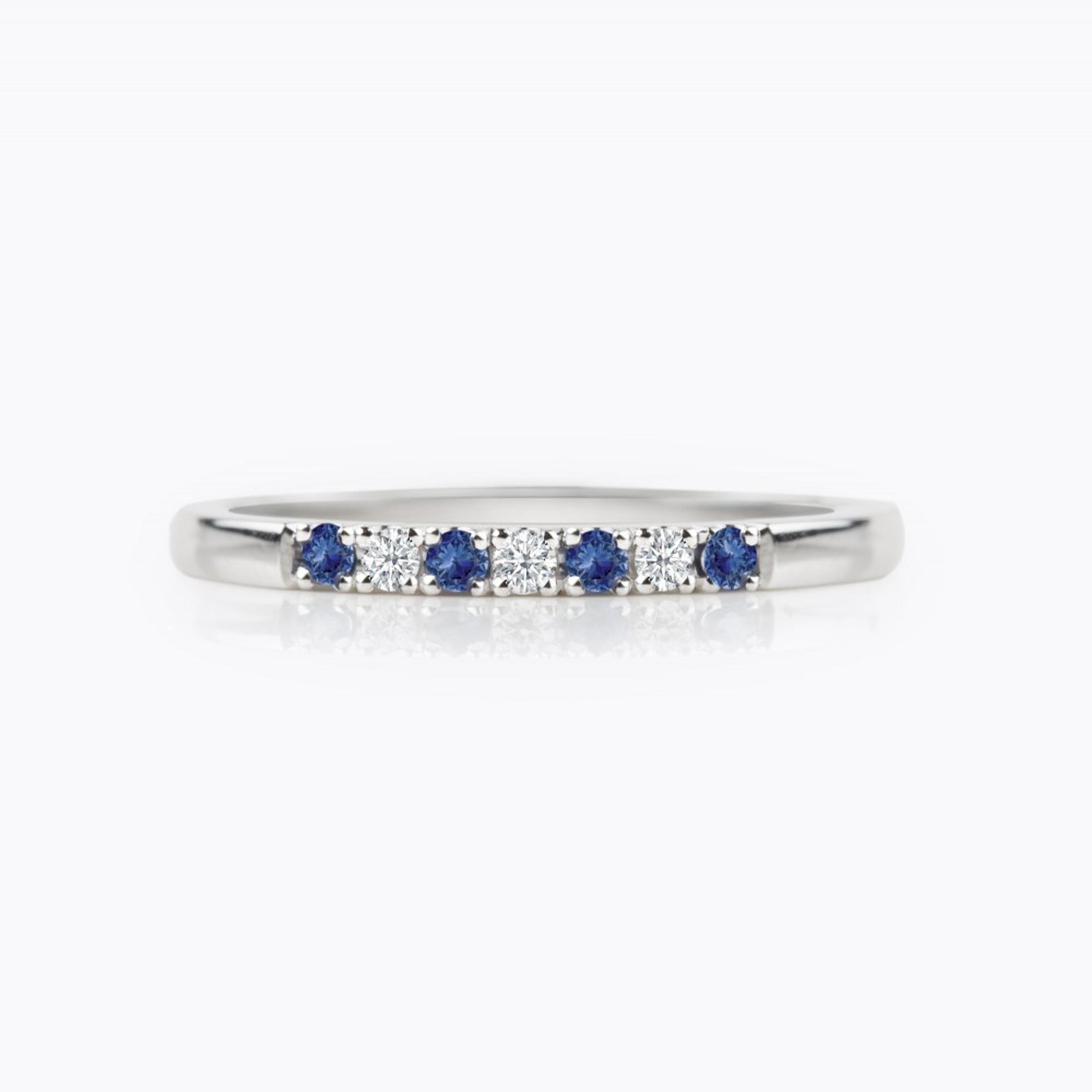 Prsten se safíry a diamanty 20, diamant, bílé zlato — Zlatnictví Vaněk Kolín