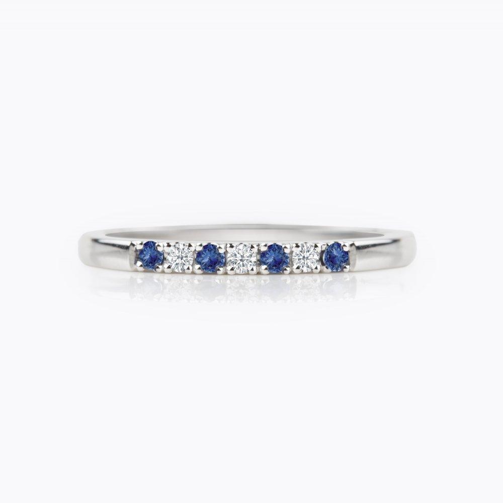 Prsten se safíry a diamanty 20, diamant, bílé zlato — Zlatnictví Vaněk Kolín