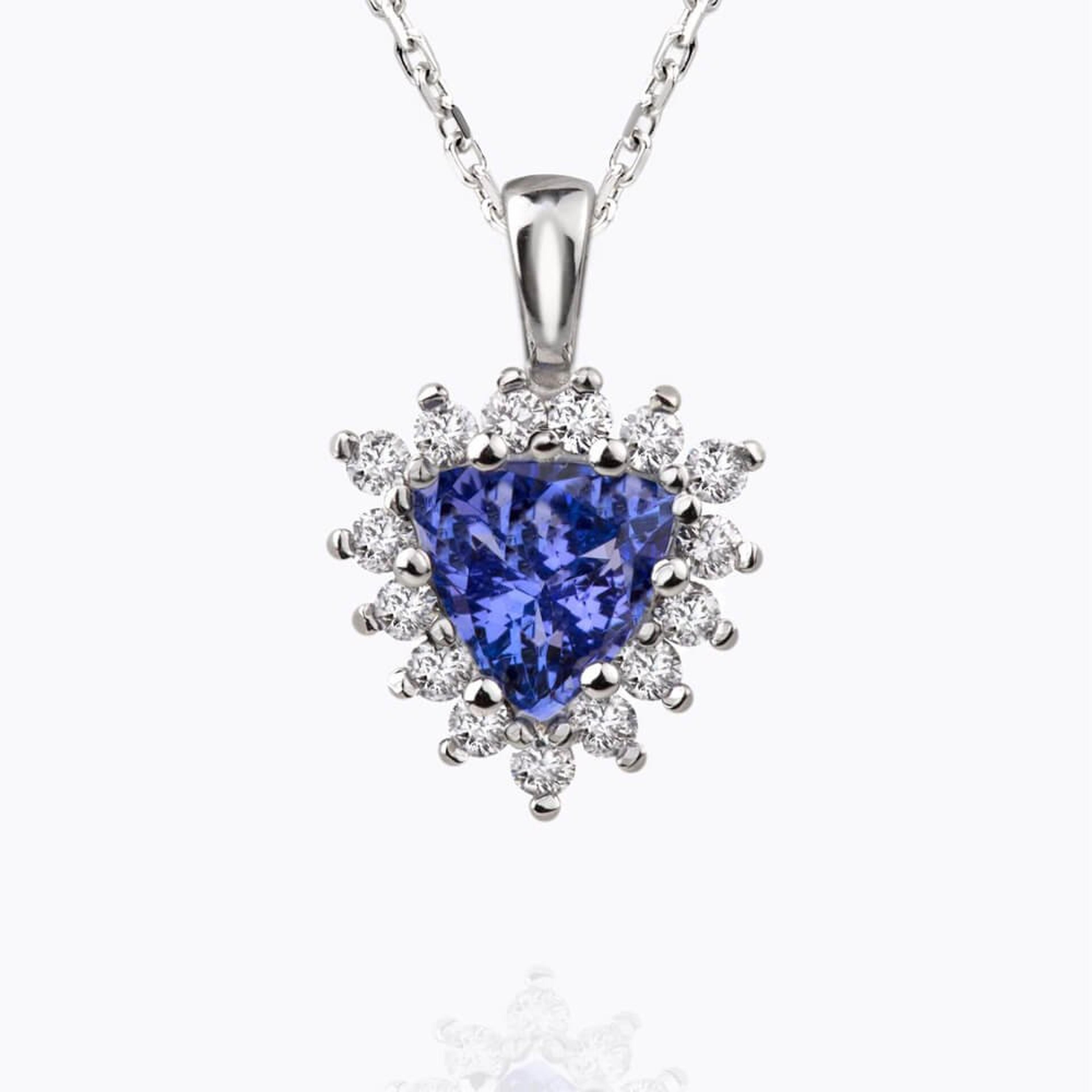 Přívěsek s tanzanitem a diamanty 03, diamant, bílé zlato — Zlatnictví Vaněk Kolín