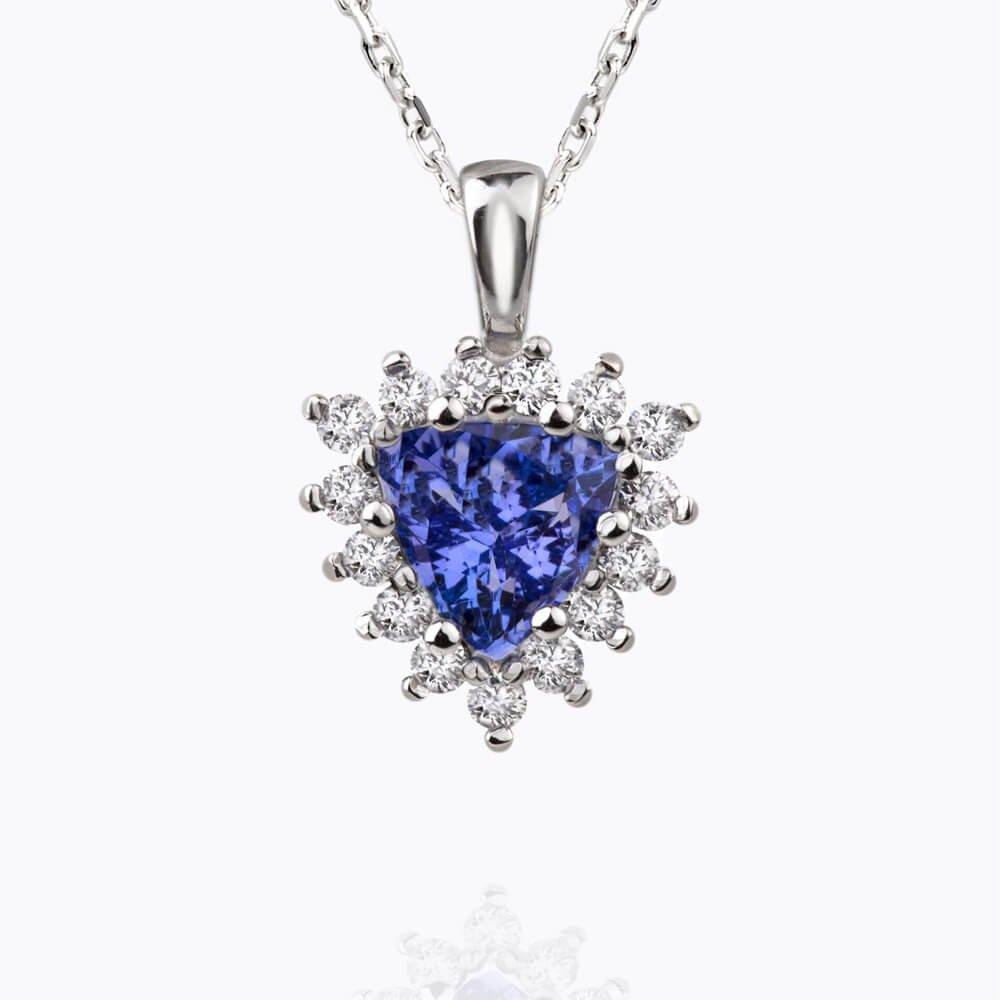 Přívěsek s tanzanitem a diamanty 03, diamant, bílé zlato — Zlatnictví Vaněk Kolín