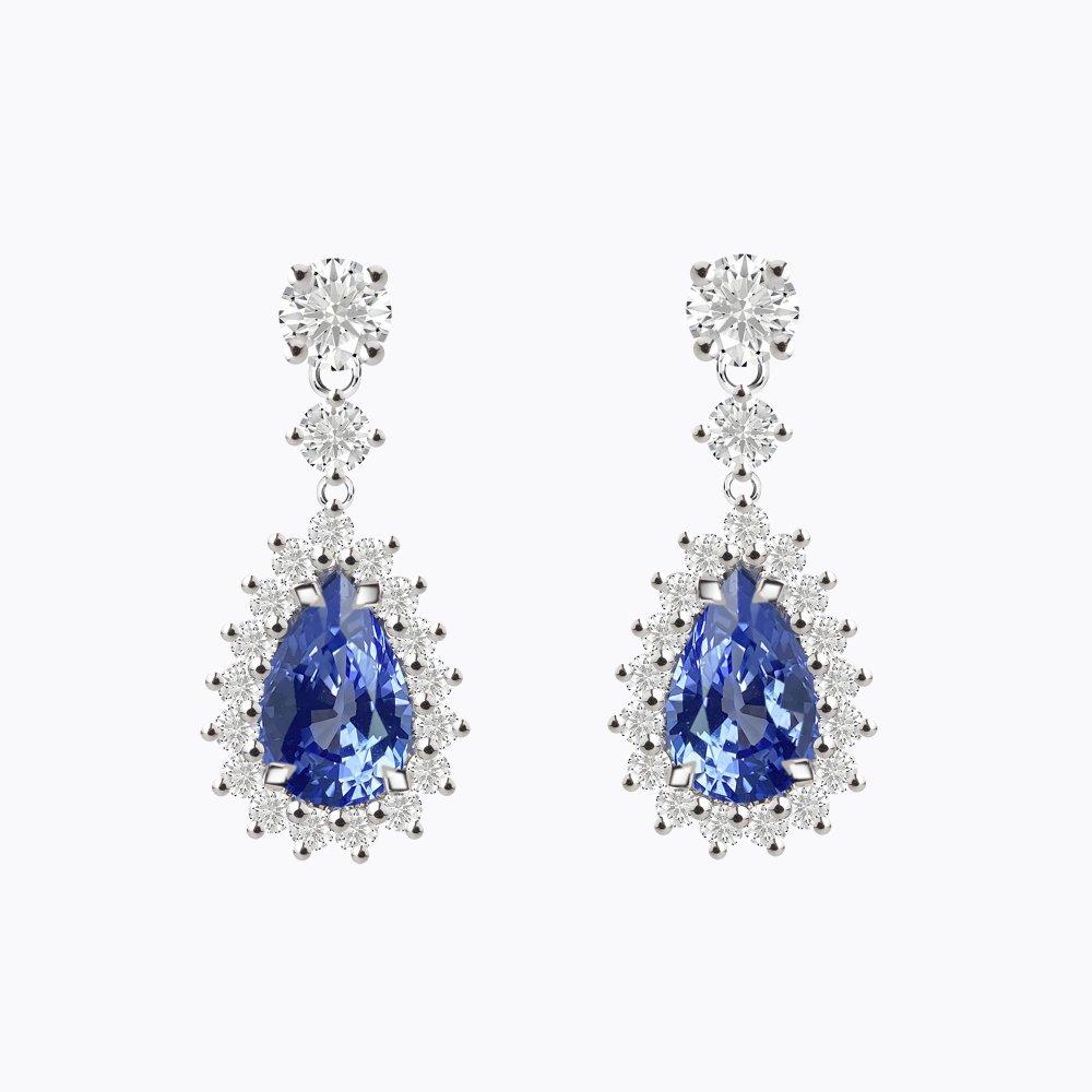 Náušnice se safíry a diamanty 18, diamant, bílé zlato — Zlatnictví Vaněk Kolín