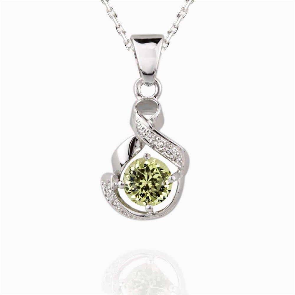 Přívěsek s chrysoberylem a diamanty 01, diamant, bílé zlato — Zlatnictví Vaněk Kolín