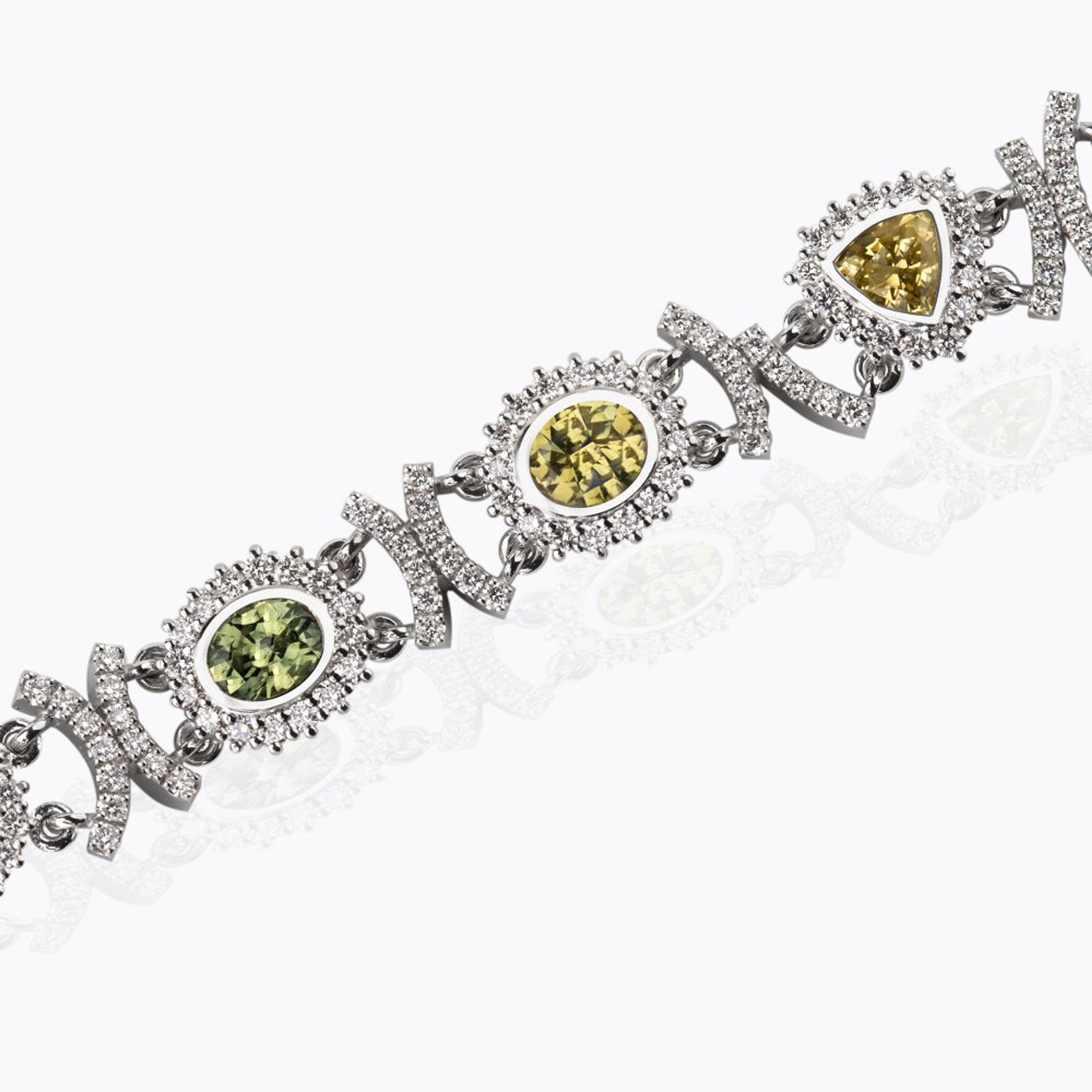 Náramek se safíry a diamanty 01, diamant, bílé zlato — Zlatnictví Vaněk Kolín