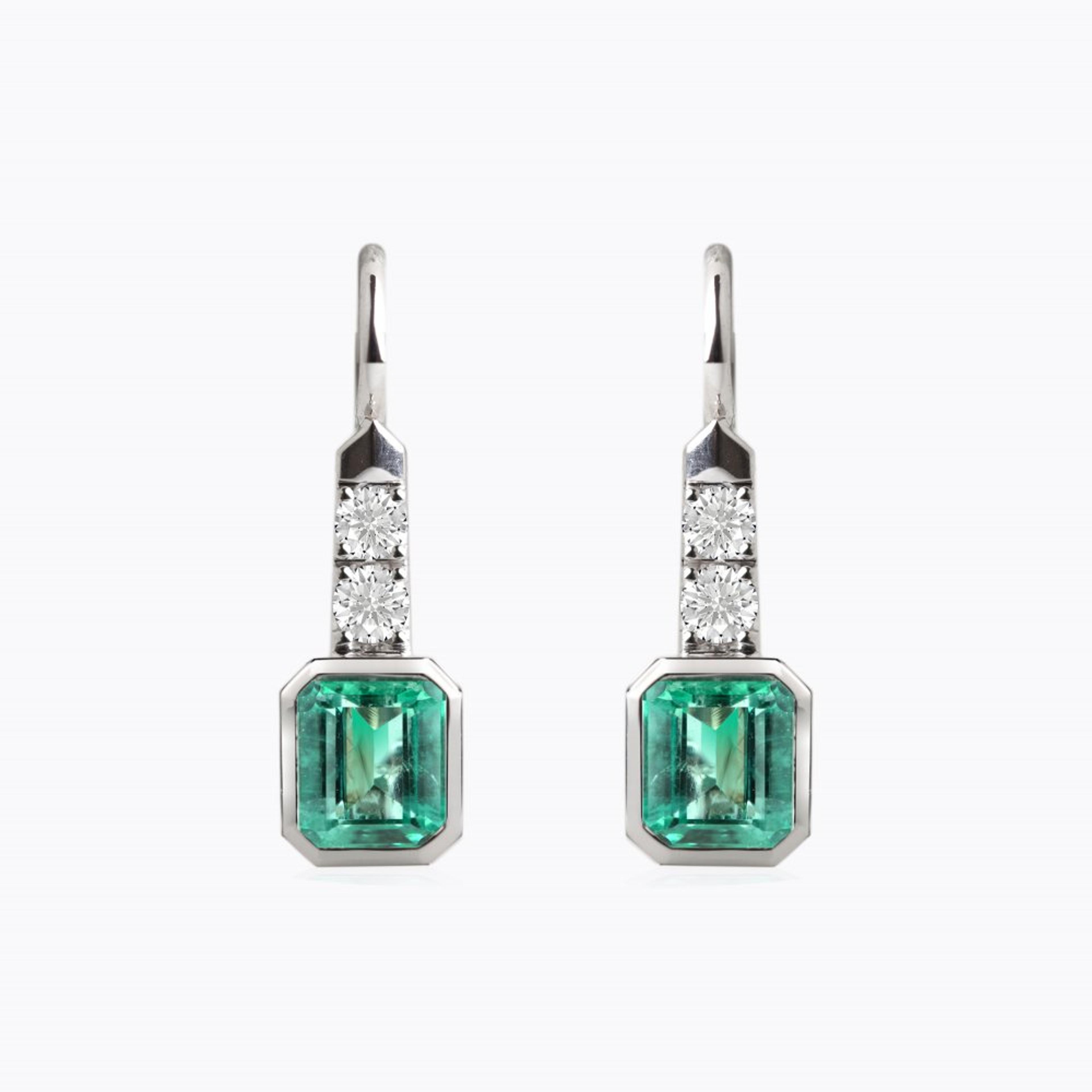 Náušnice se smaragdy a diamanty 04, diamant, bílé zlato — Zlatnictví Vaněk Kolín