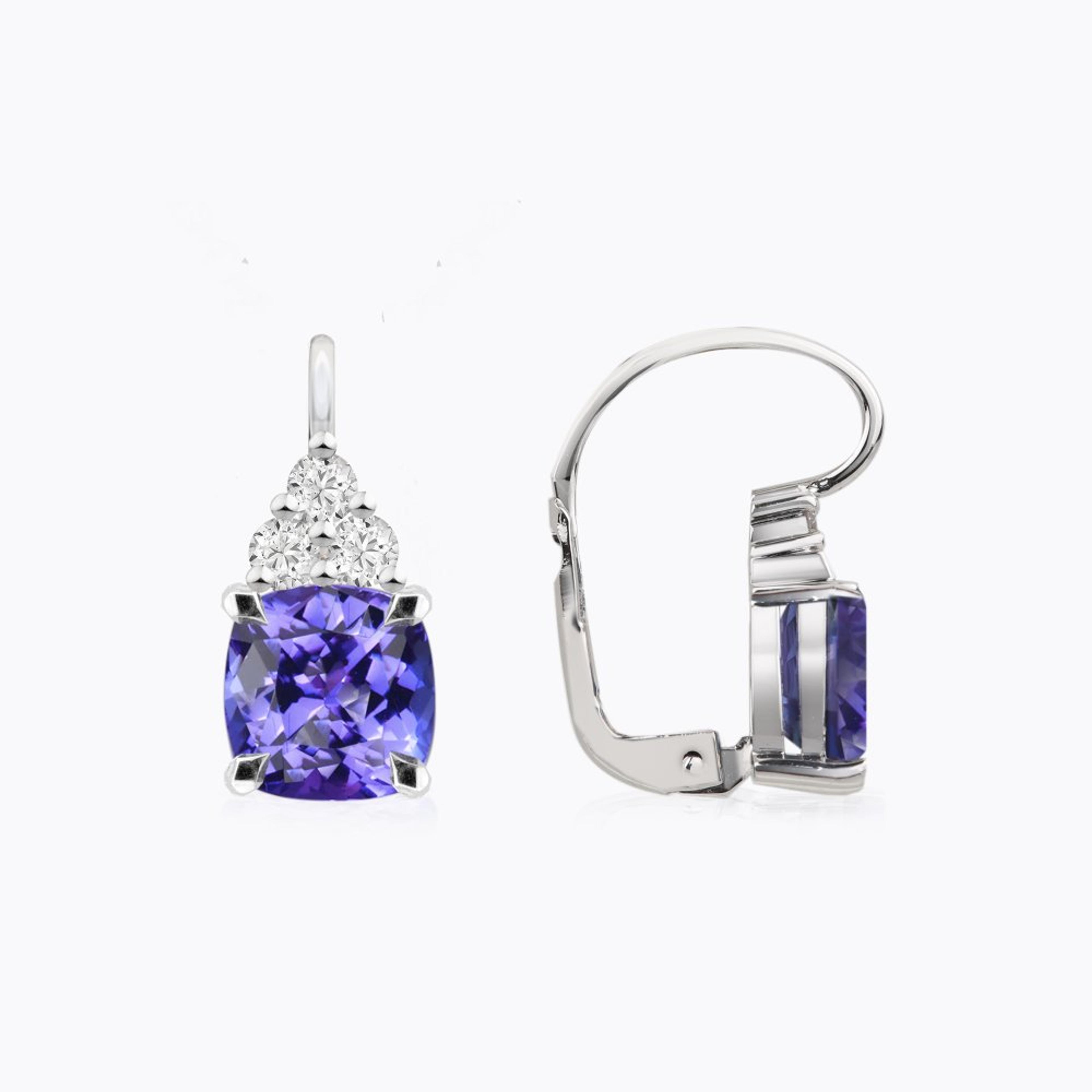 Náušnice s tanzanity a diamanty 06, diamant, bílé zlato — Zlatnictví Vaněk Kolín