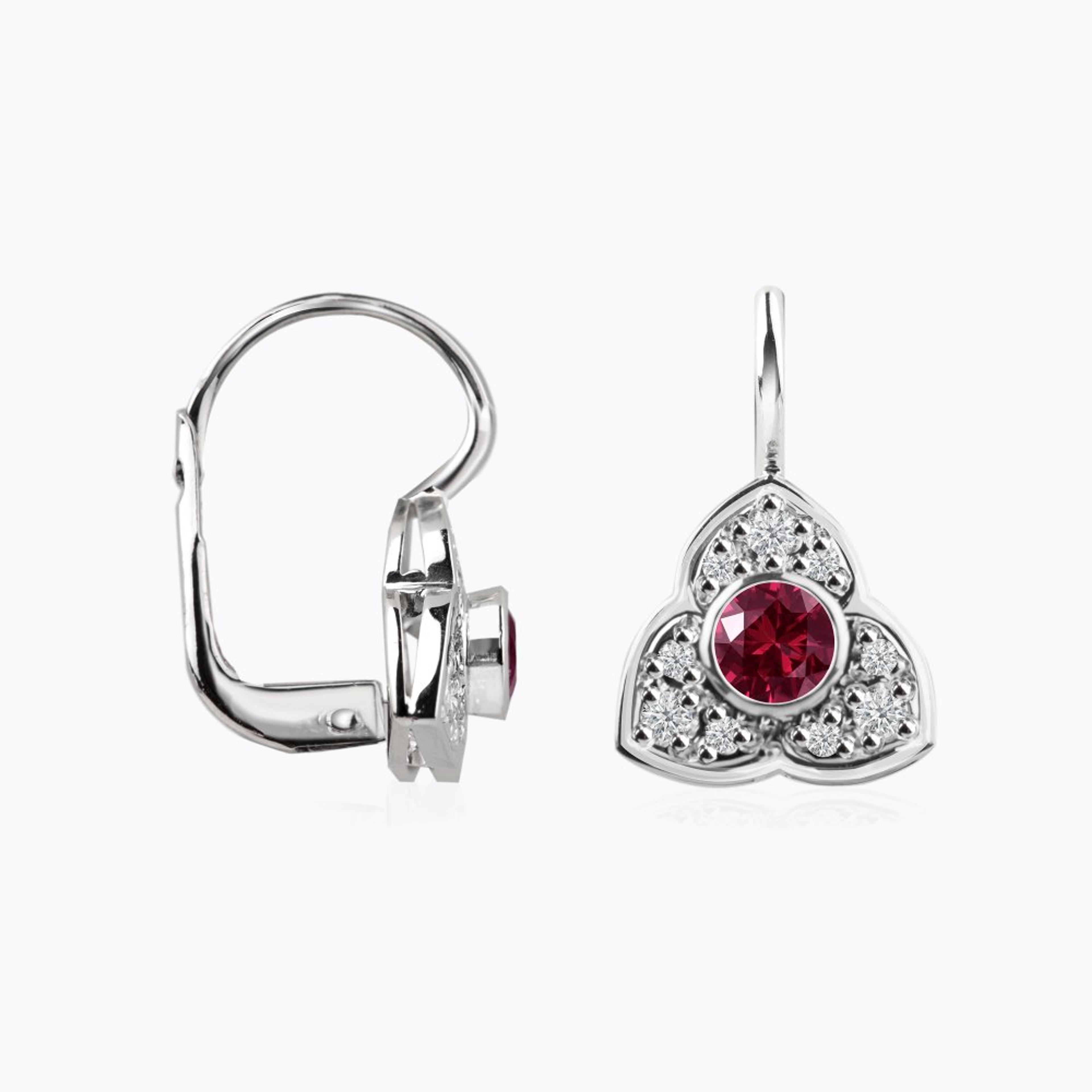 Náušnice s rubíny a diamanty 06, diamant, bílé zlato — Zlatnictví Vaněk Kolín