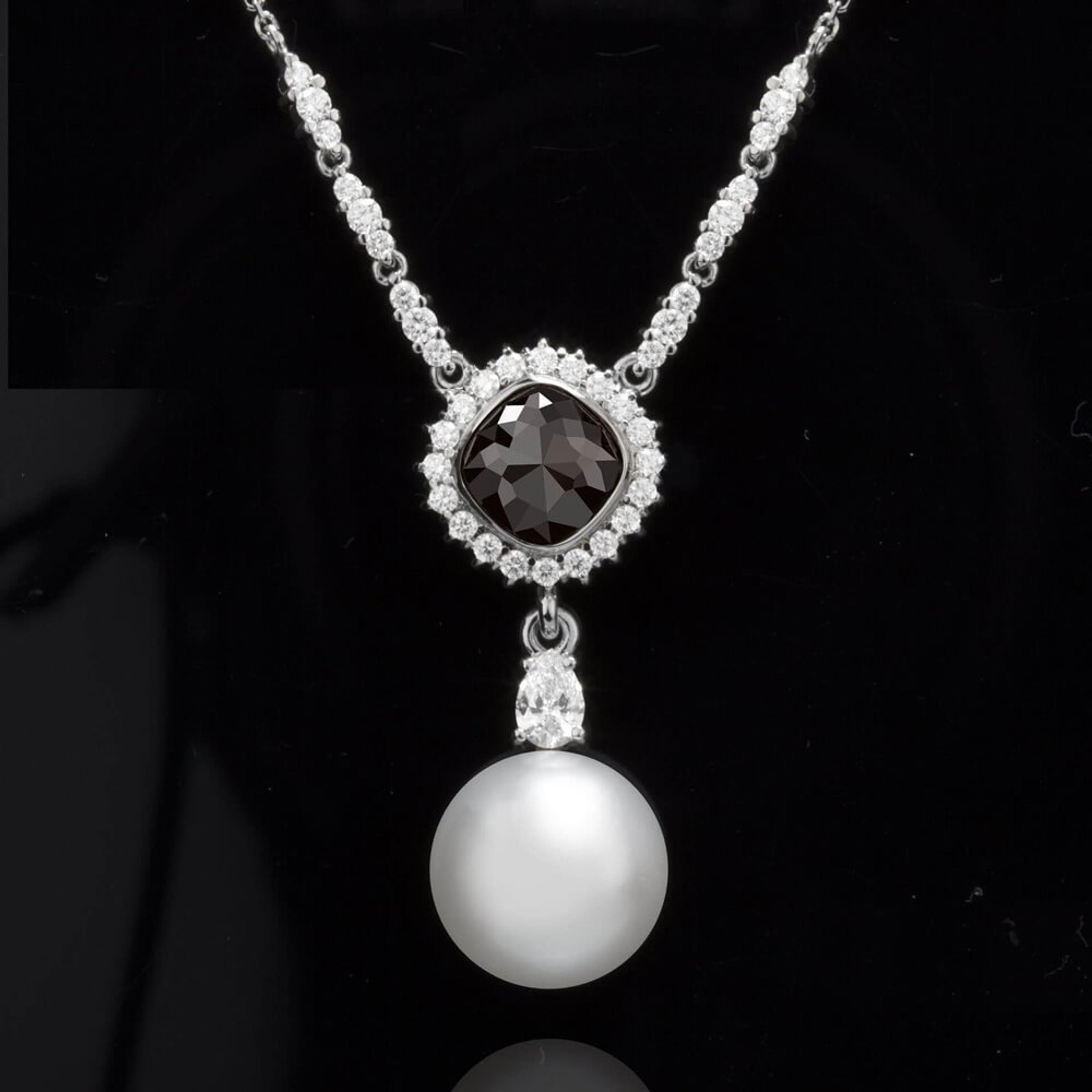 Náhrdelník s černým diamantem 01, černý diamant, bílé zlato — Zlatnictví Vaněk Kolín