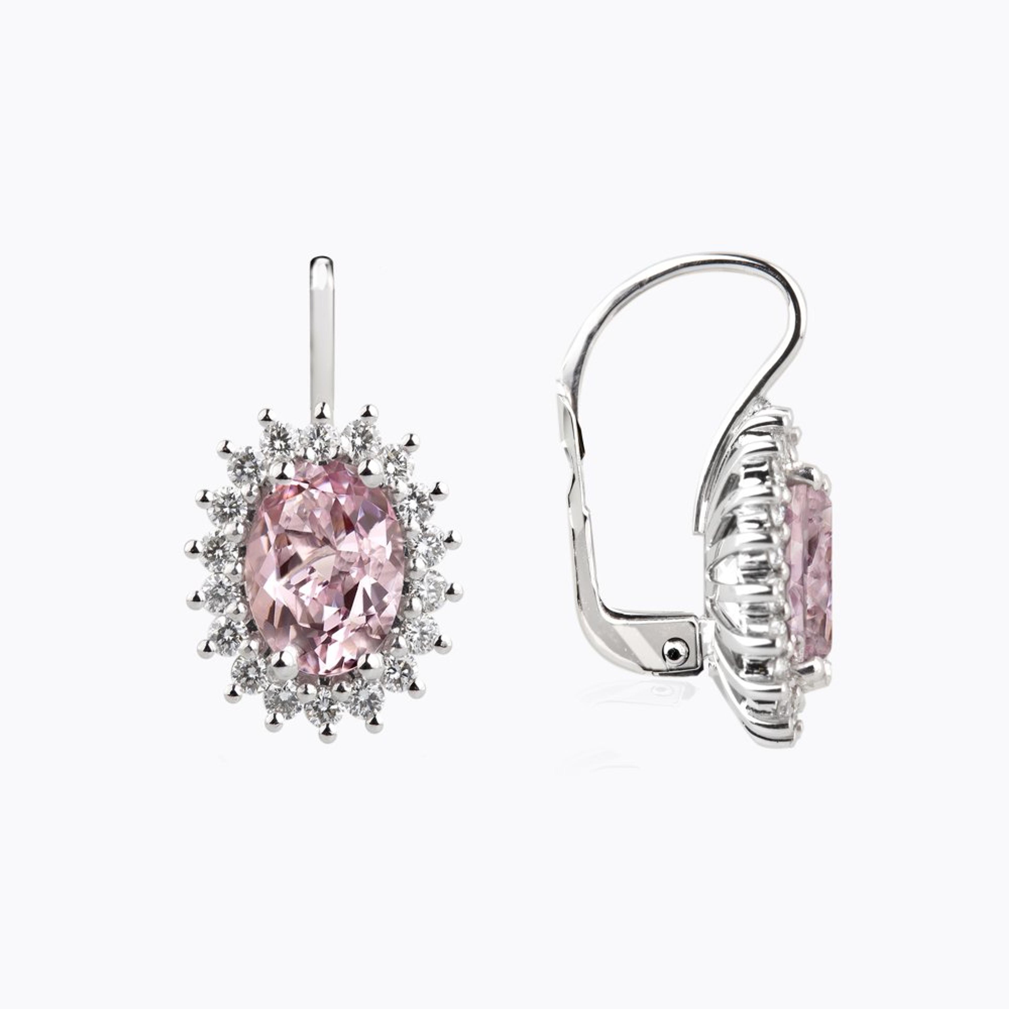 Náušnice s morganity a diamanty 03, diamant, bílé zlato — Zlatnictví Vaněk Kolín