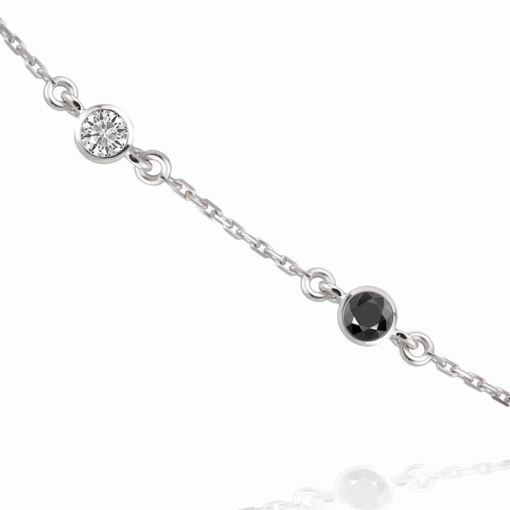 Náhrdelník s diamanty 02, černý diamant, bílé zlato — Zlatnictví Vaněk Kolín