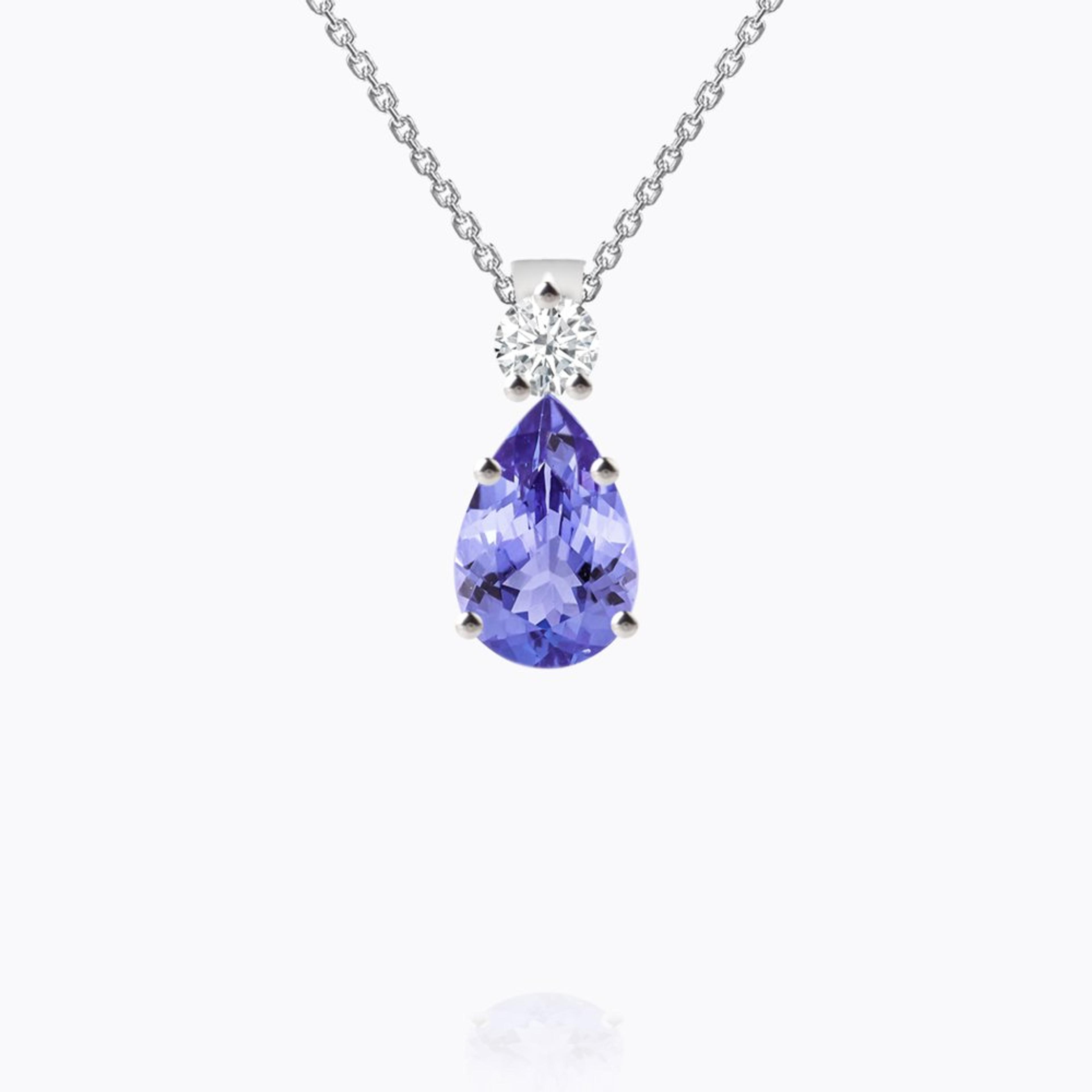 Přívěsek s tanzanitem a diamantem 04, diamant, bílé zlato — Zlatnictví Vaněk Kolín