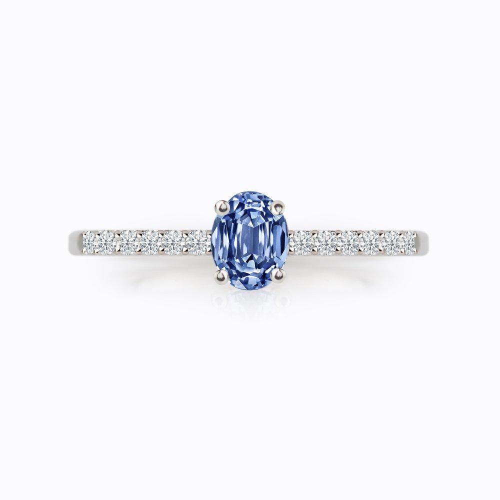 Prsten se safírem a diamanty 26, diamant, bílé zlato — Zlatnictví Vaněk Kolín