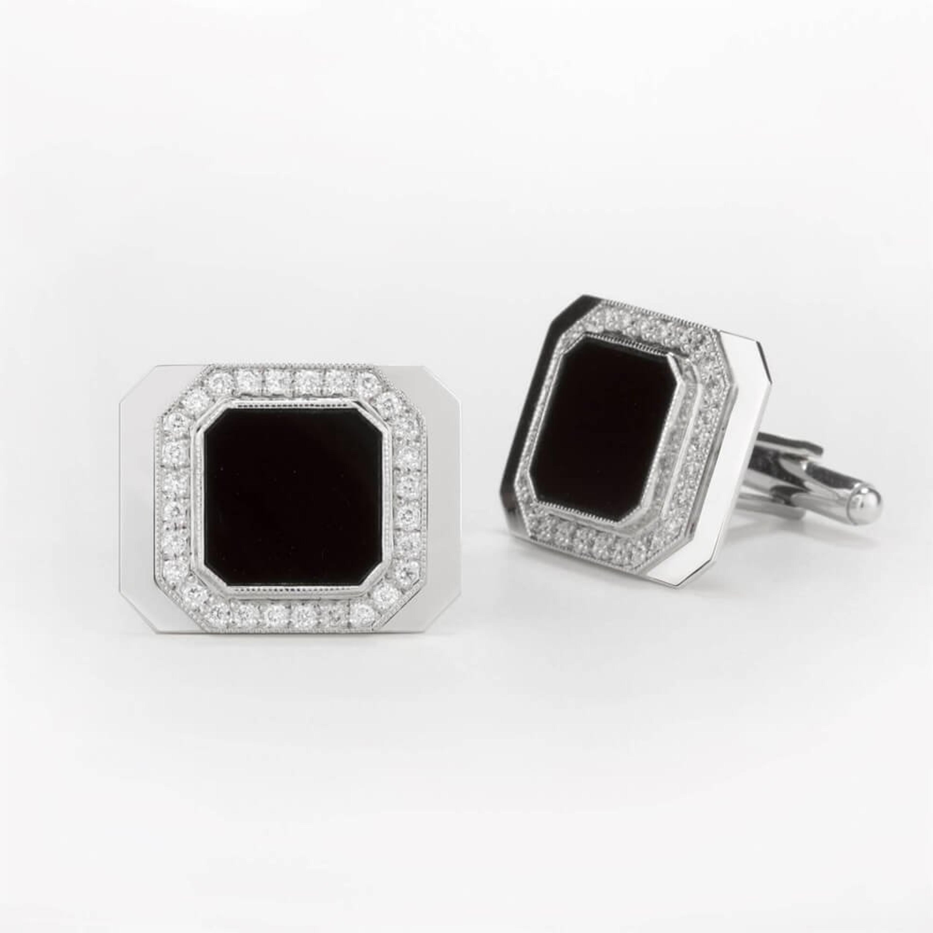 Manžetové knoflíčky 05, diamant, bílé zlato — Zlatnictví Vaněk Kolín
